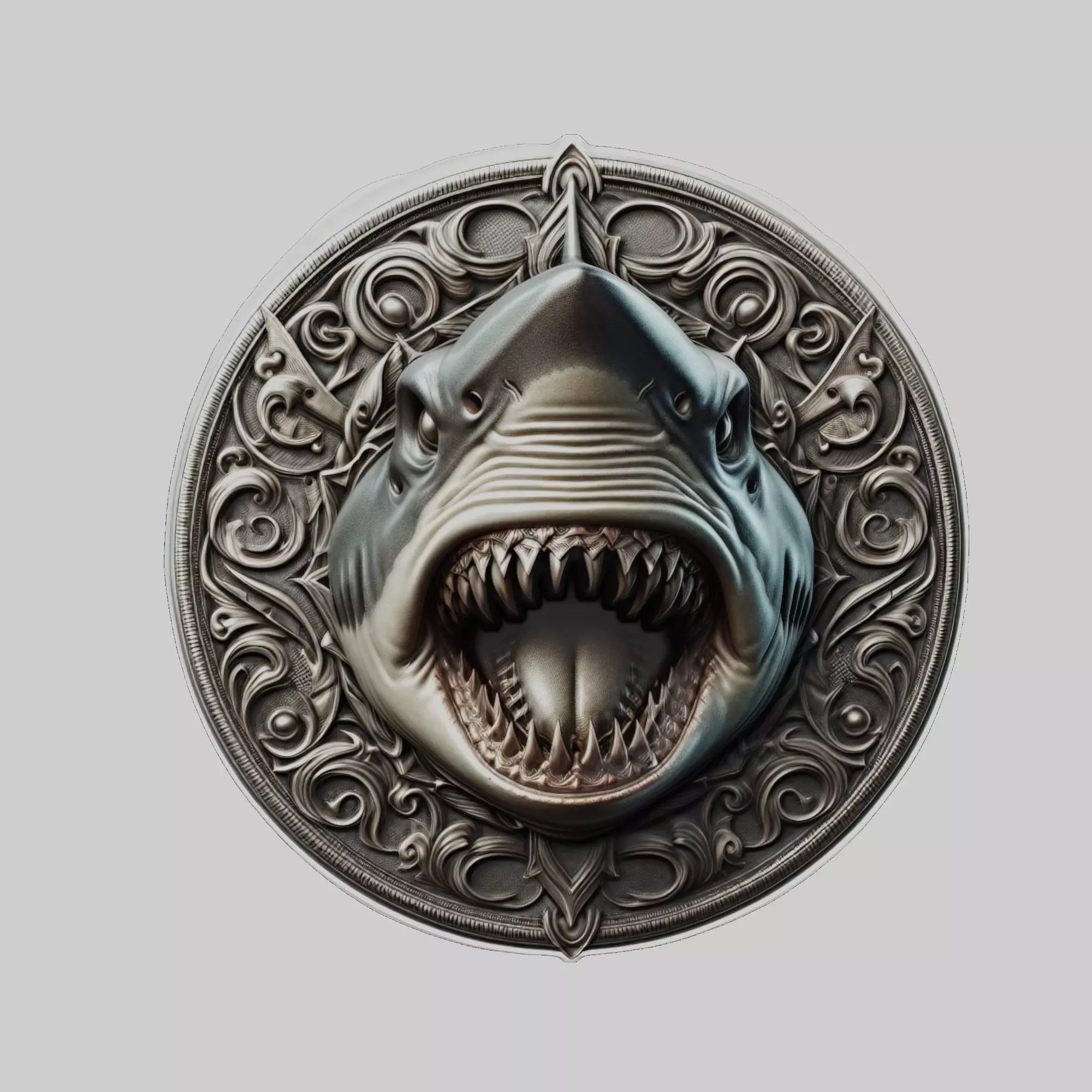 Shark Animal Head Shark Animal Medallion 3D print model