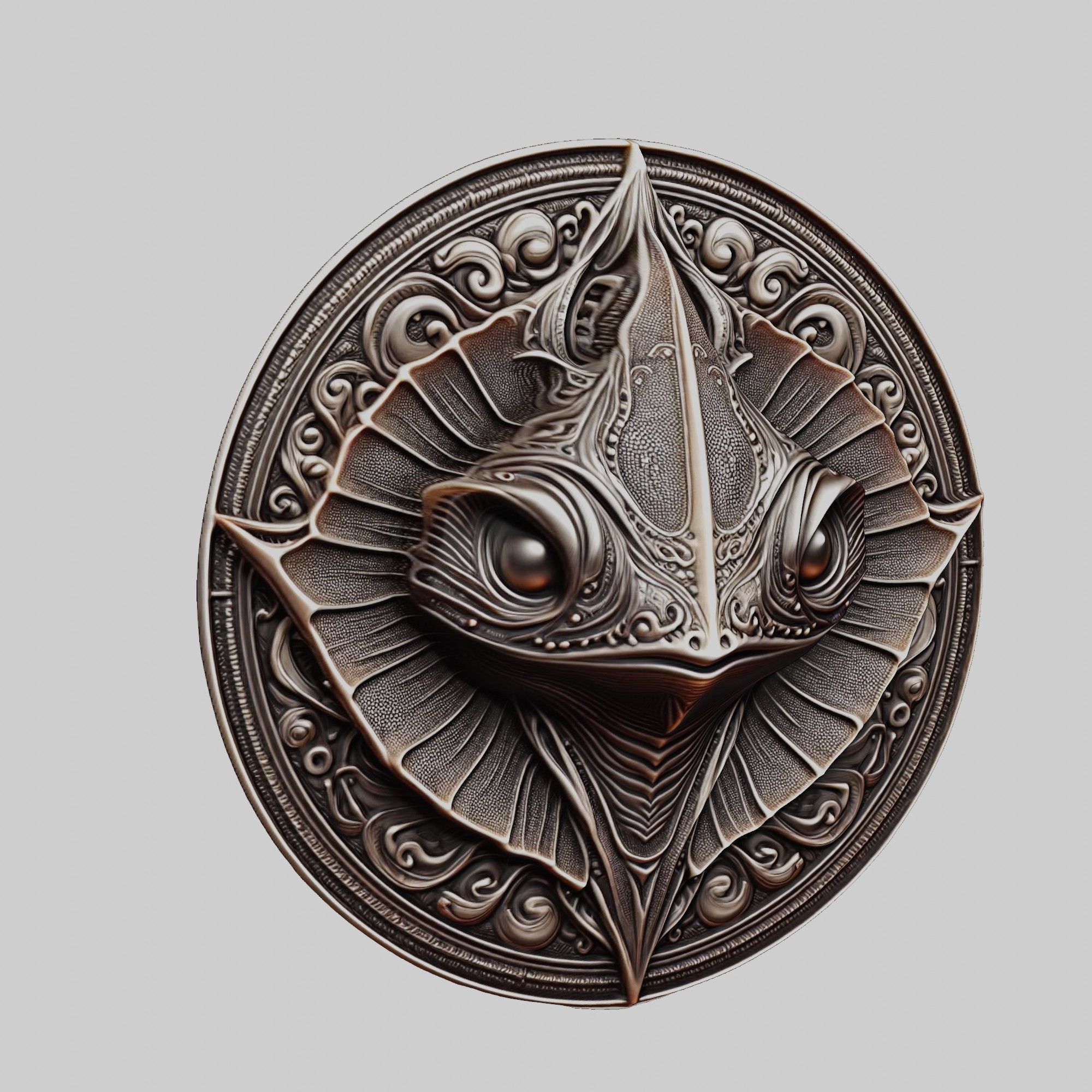 Stingray Animal Head Stingray Animal Medallion  3D print model_1