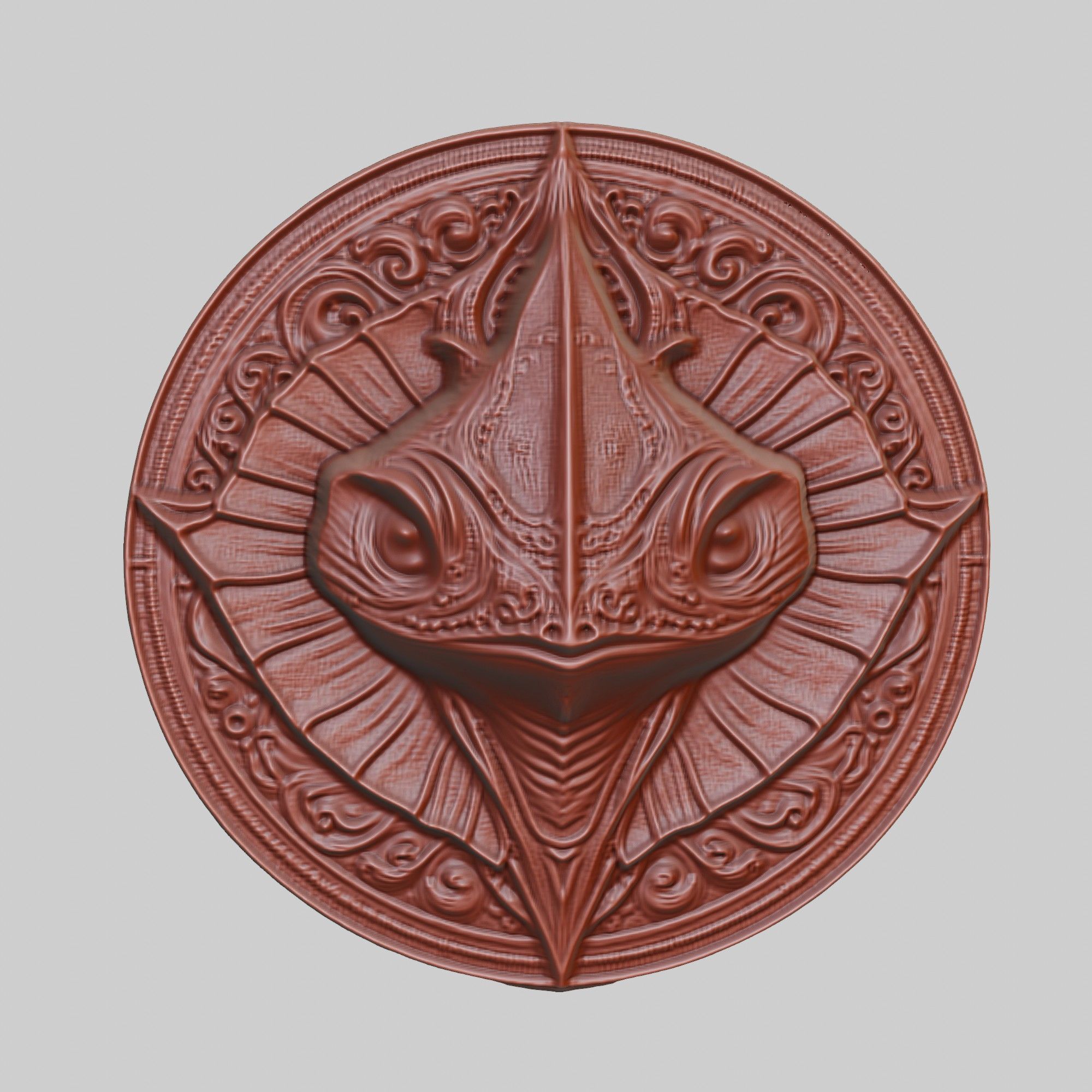 Stingray Animal Head Stingray Animal Medallion  3D print model_2