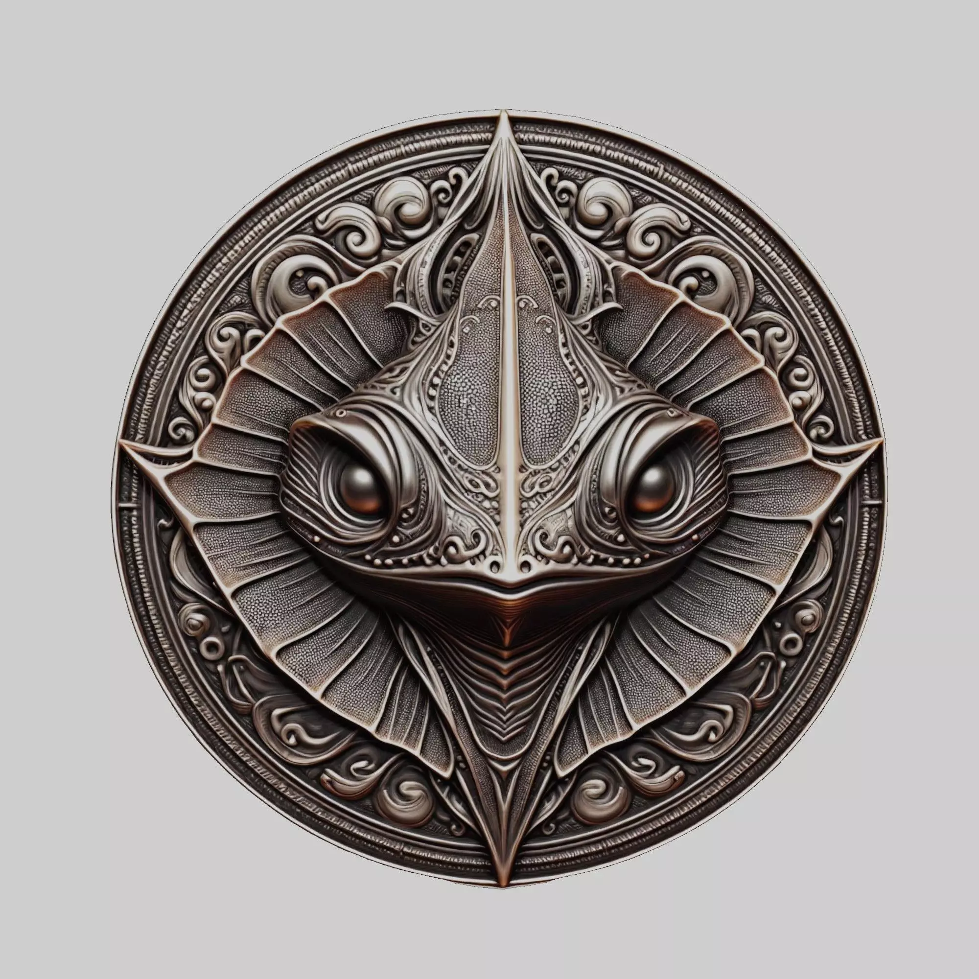 Stingray Animal Head Stingray Animal Medallion  3D print model_0