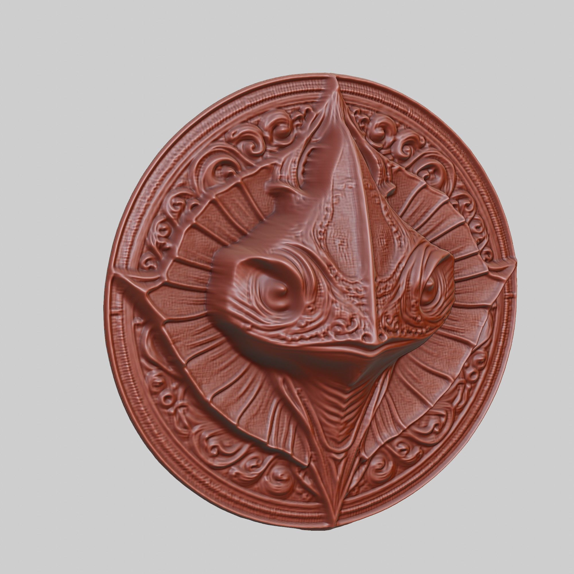 Stingray Animal Head Stingray Animal Medallion  3D print model_3