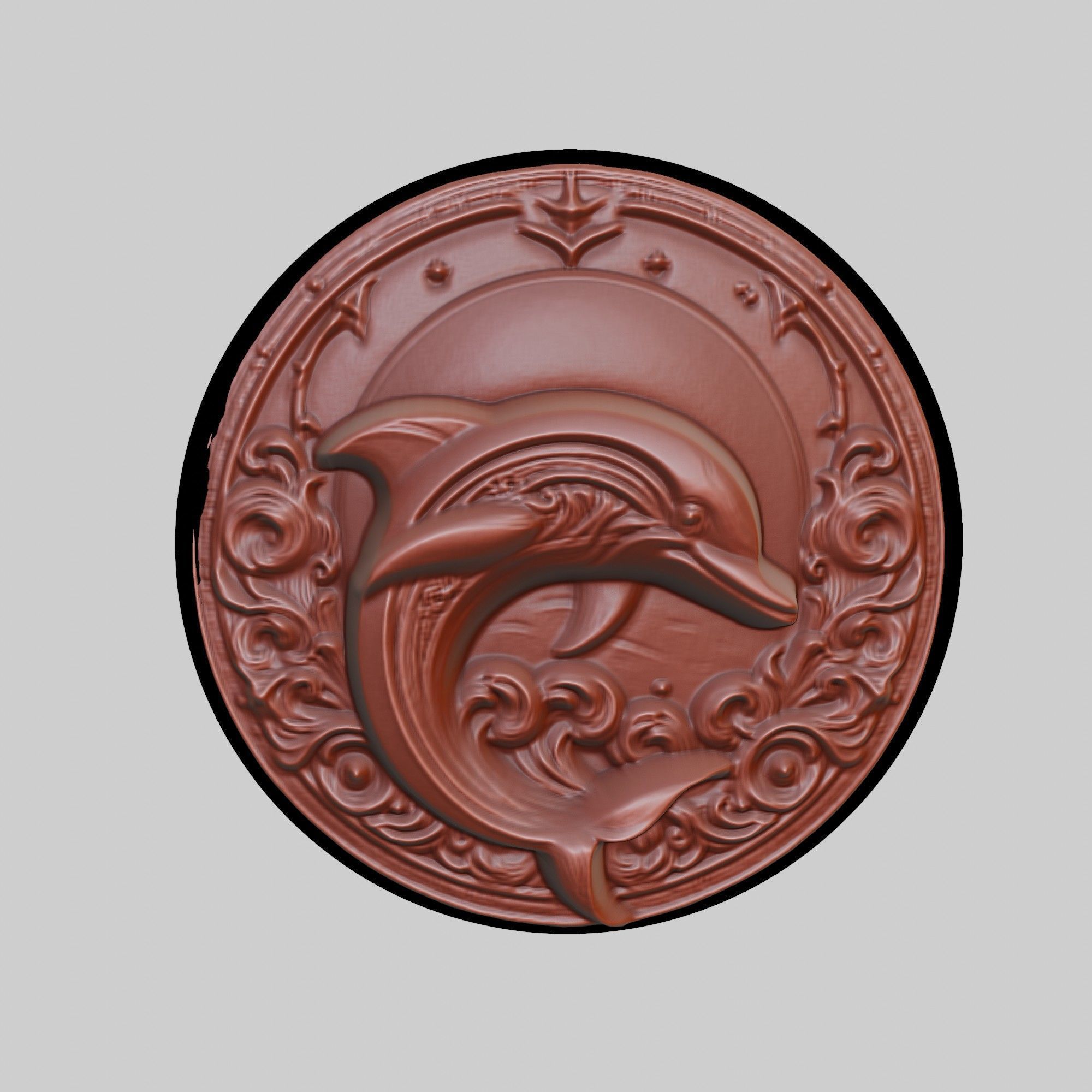 Dolphin Animal Head Dolphin Animal Medallion  3D print model_2