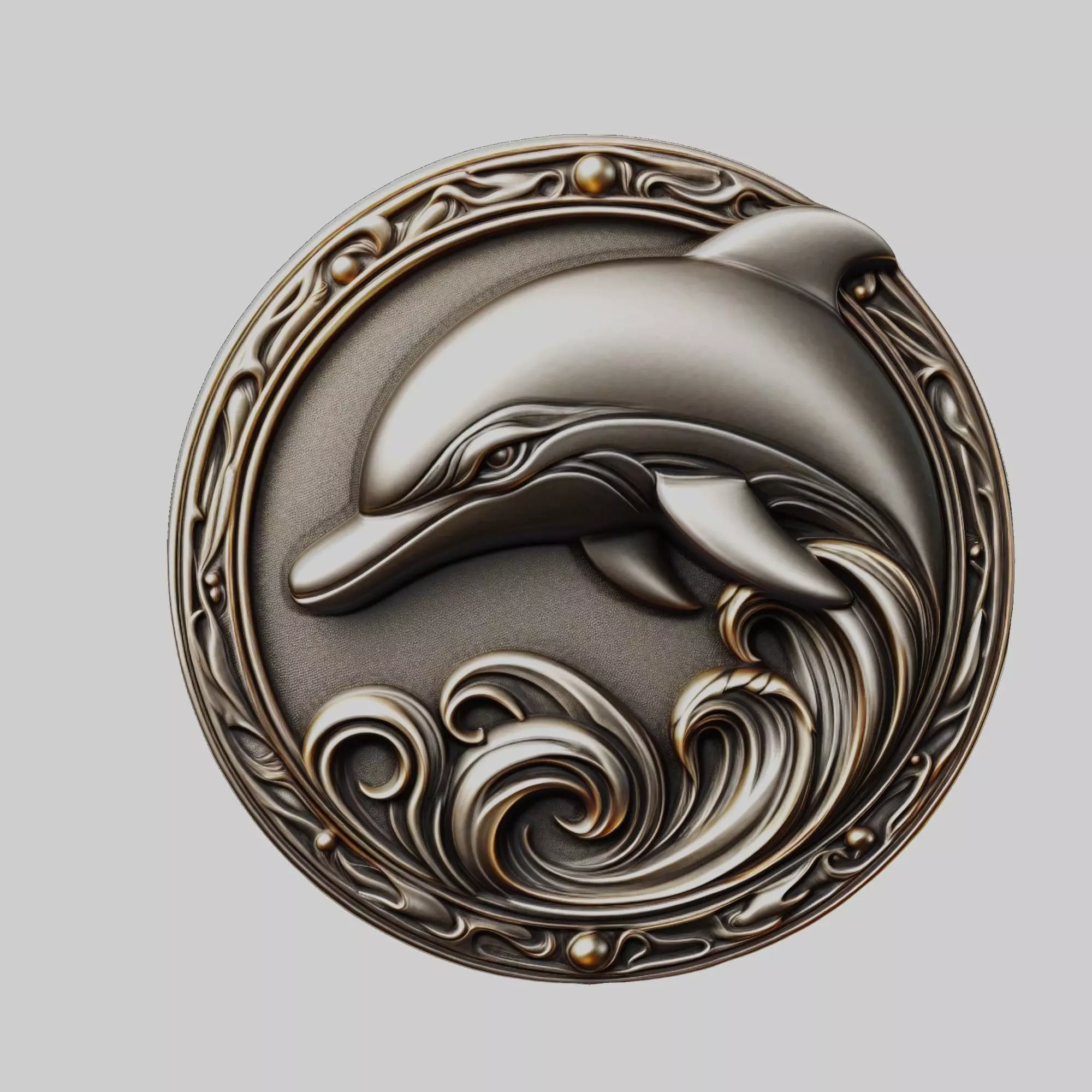 Dolphin Animal Head Dolphin Animal Medallion 3D print model