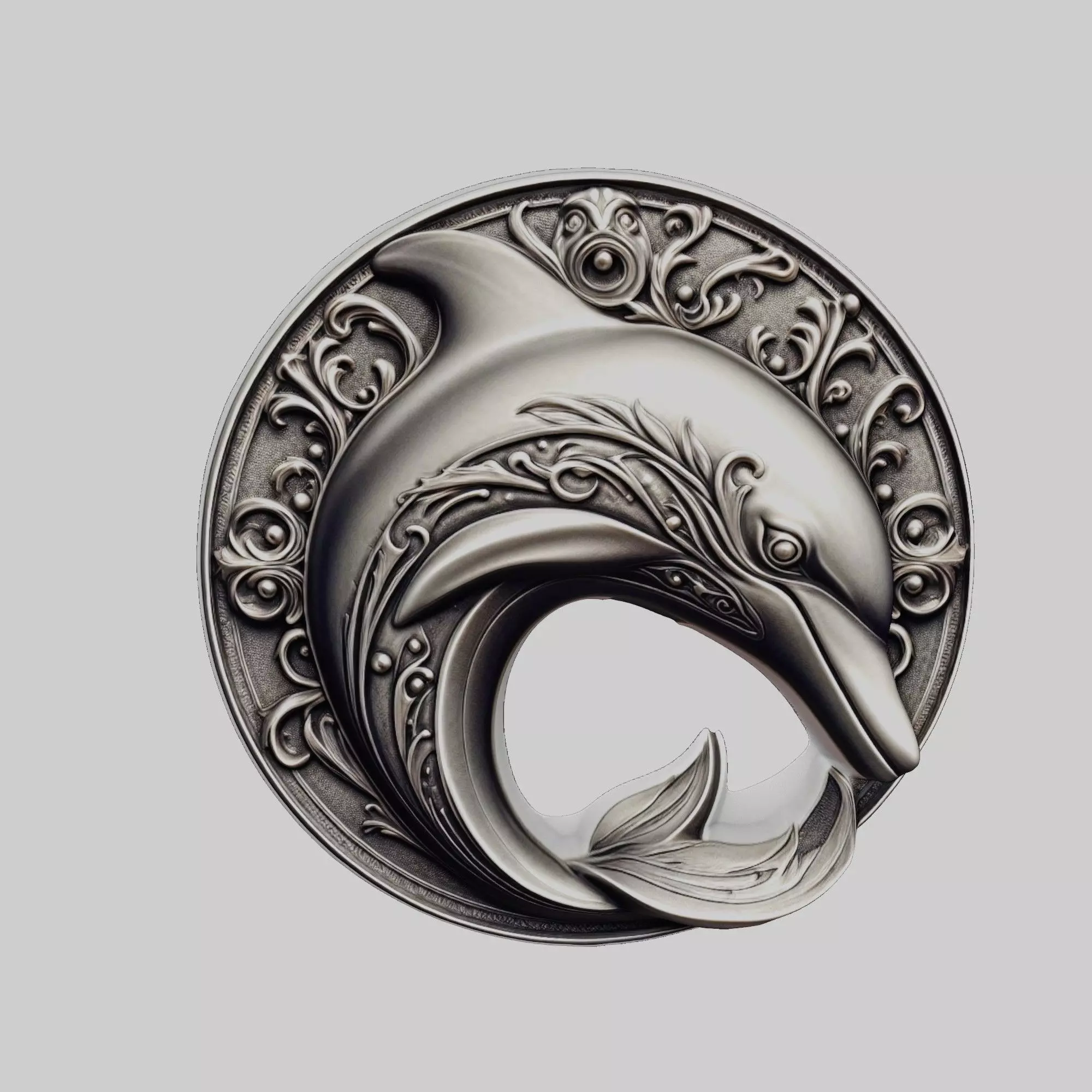 Dolphin Animal Head Dolphin Animal Medallion 3D print model