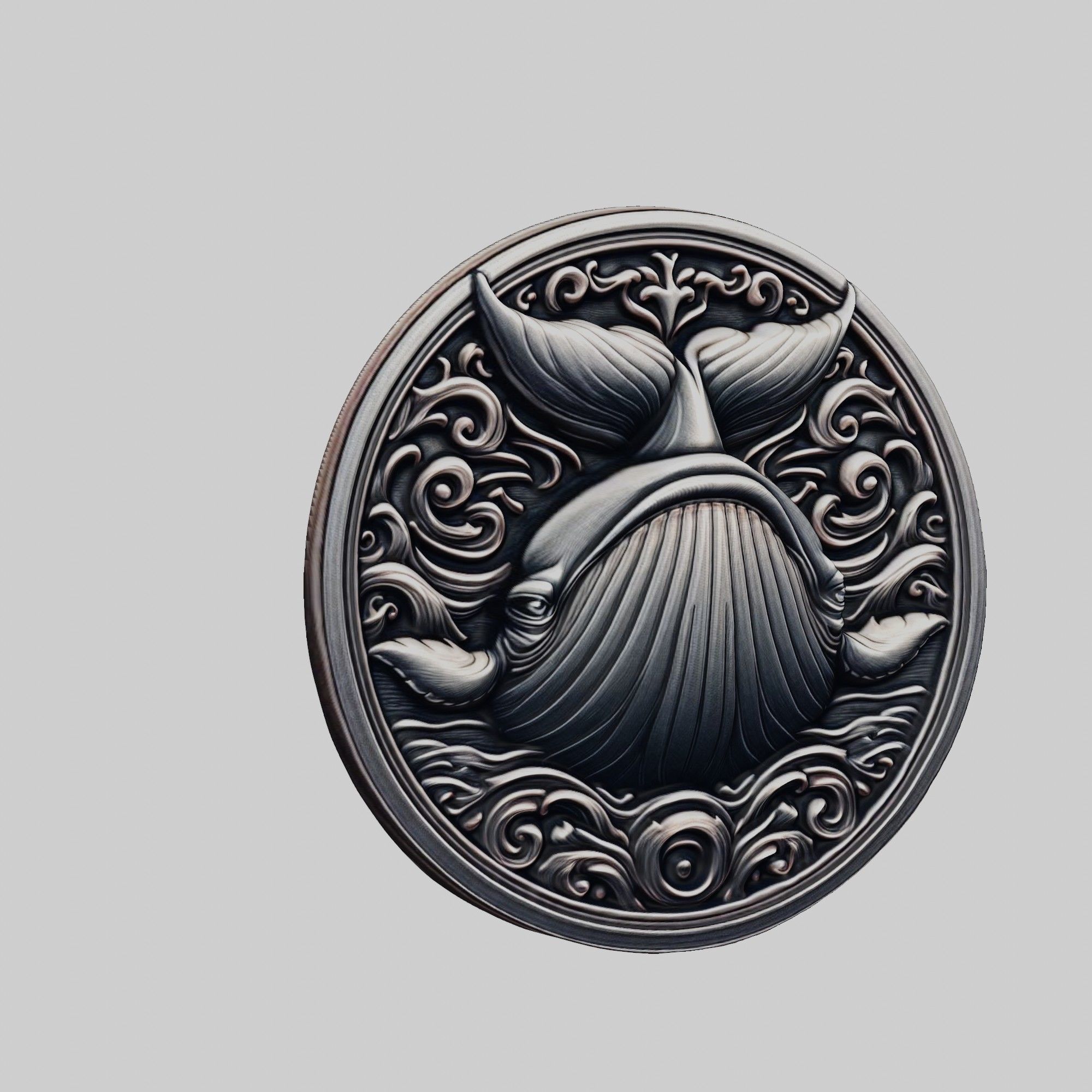 Whale Animal Head Whale Animal Medallion  3D print model_1