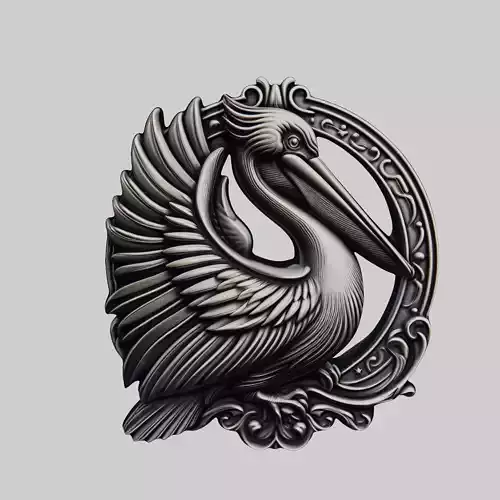 Pelican Animal Head Pelican Animal Medallion 