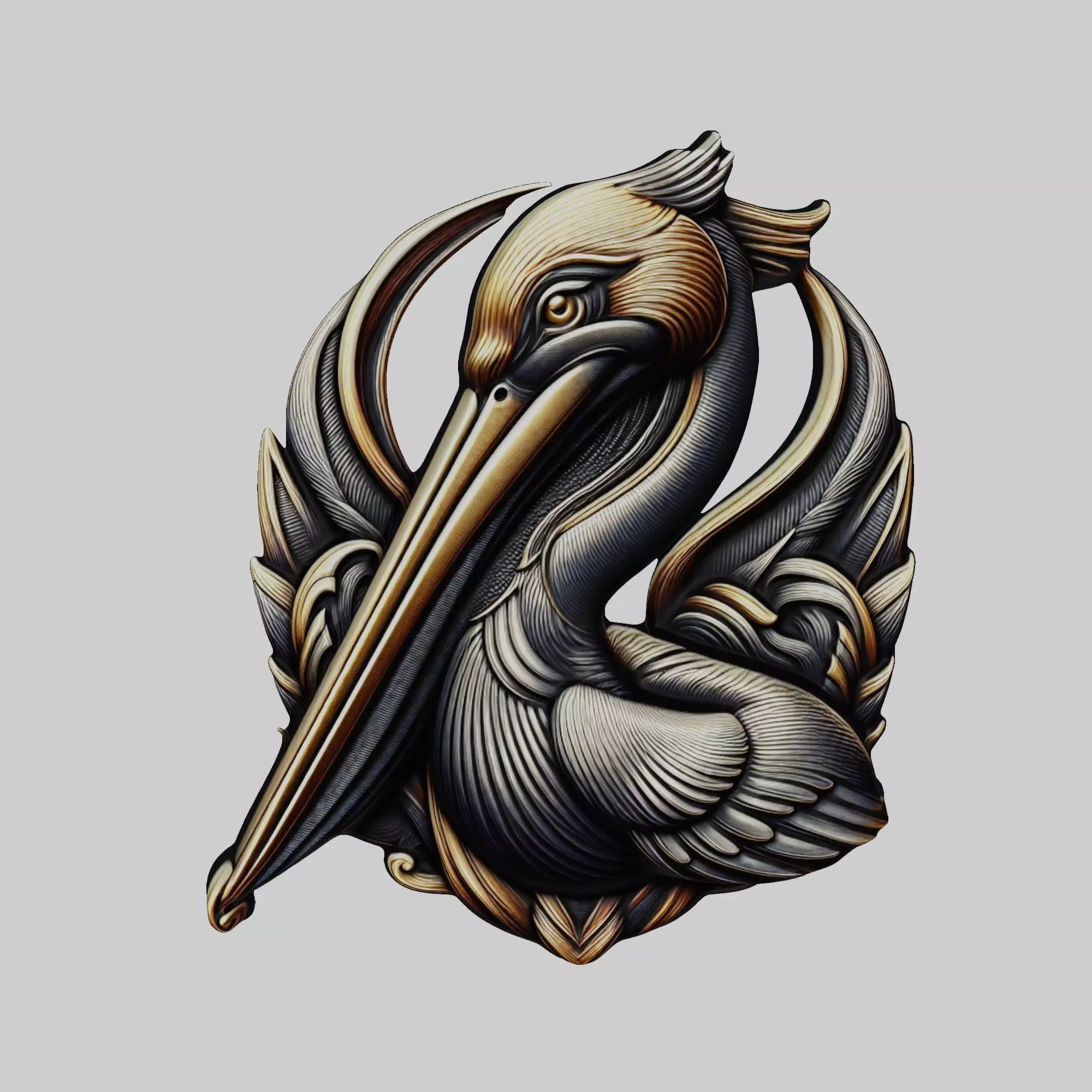 Pelican Animal Head Pelican Animal Medallion 3D print model