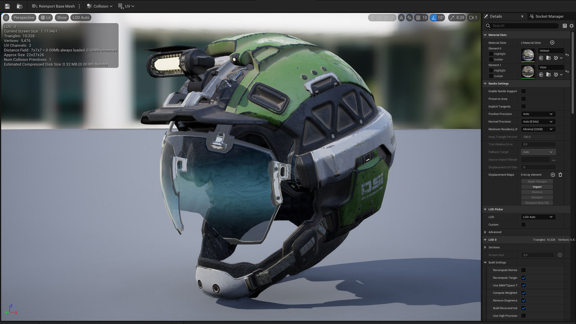 Sci-Fi Explorer Helmet - Customizable Game-Ready Low-poly 3D model_6
