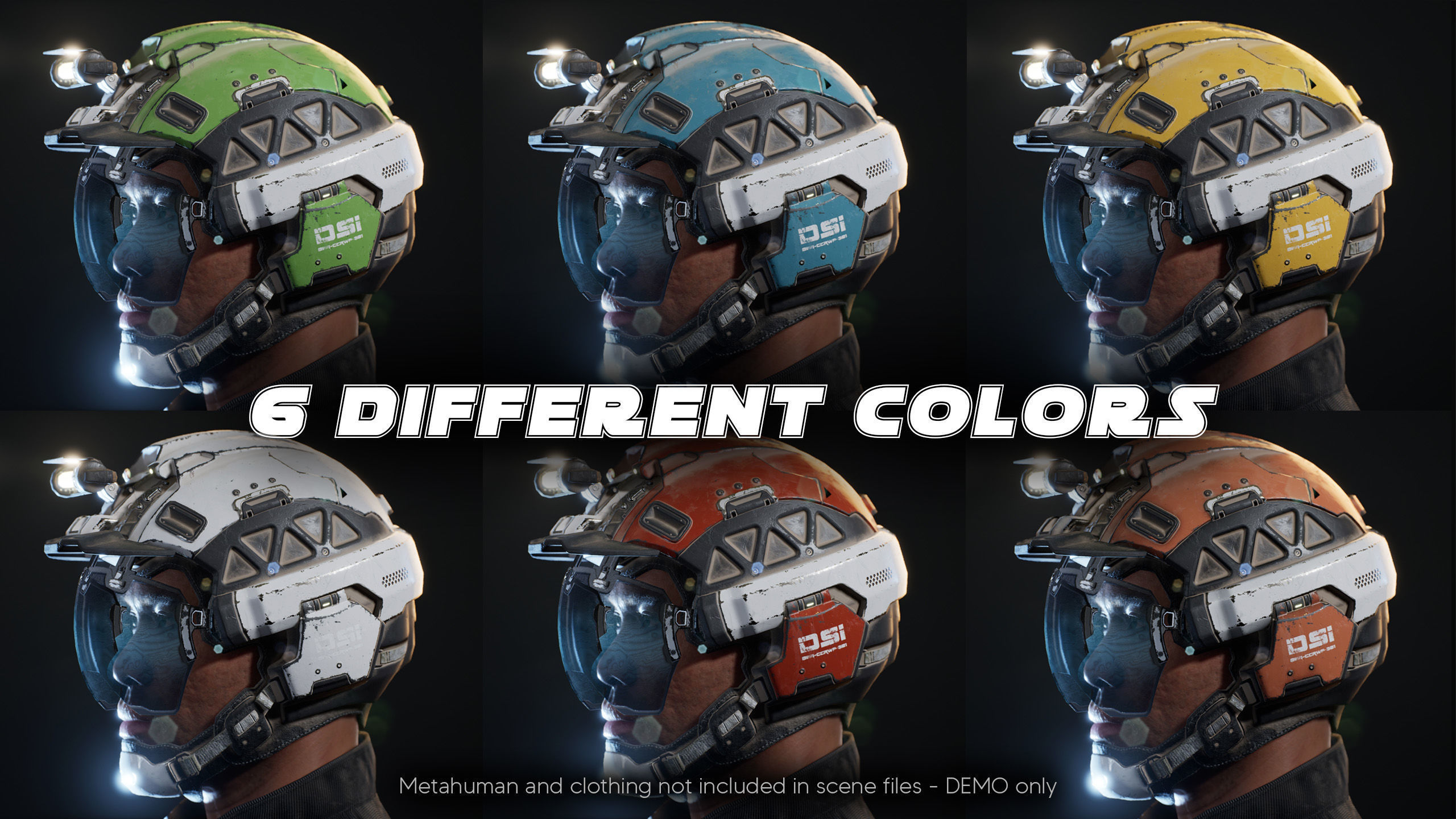 Sci-Fi Explorer Helmet - Customizable Game-Ready Low-poly 3D model_3