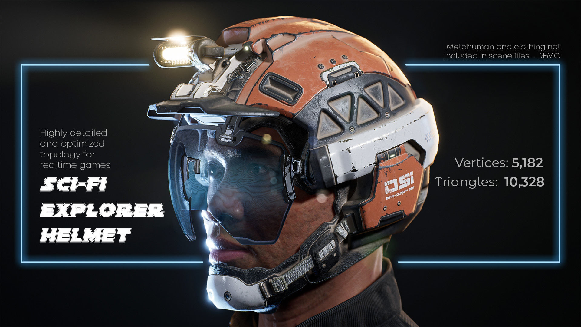 Sci-Fi Explorer Helmet - Customizable Game-Ready Low-poly 3D model_2