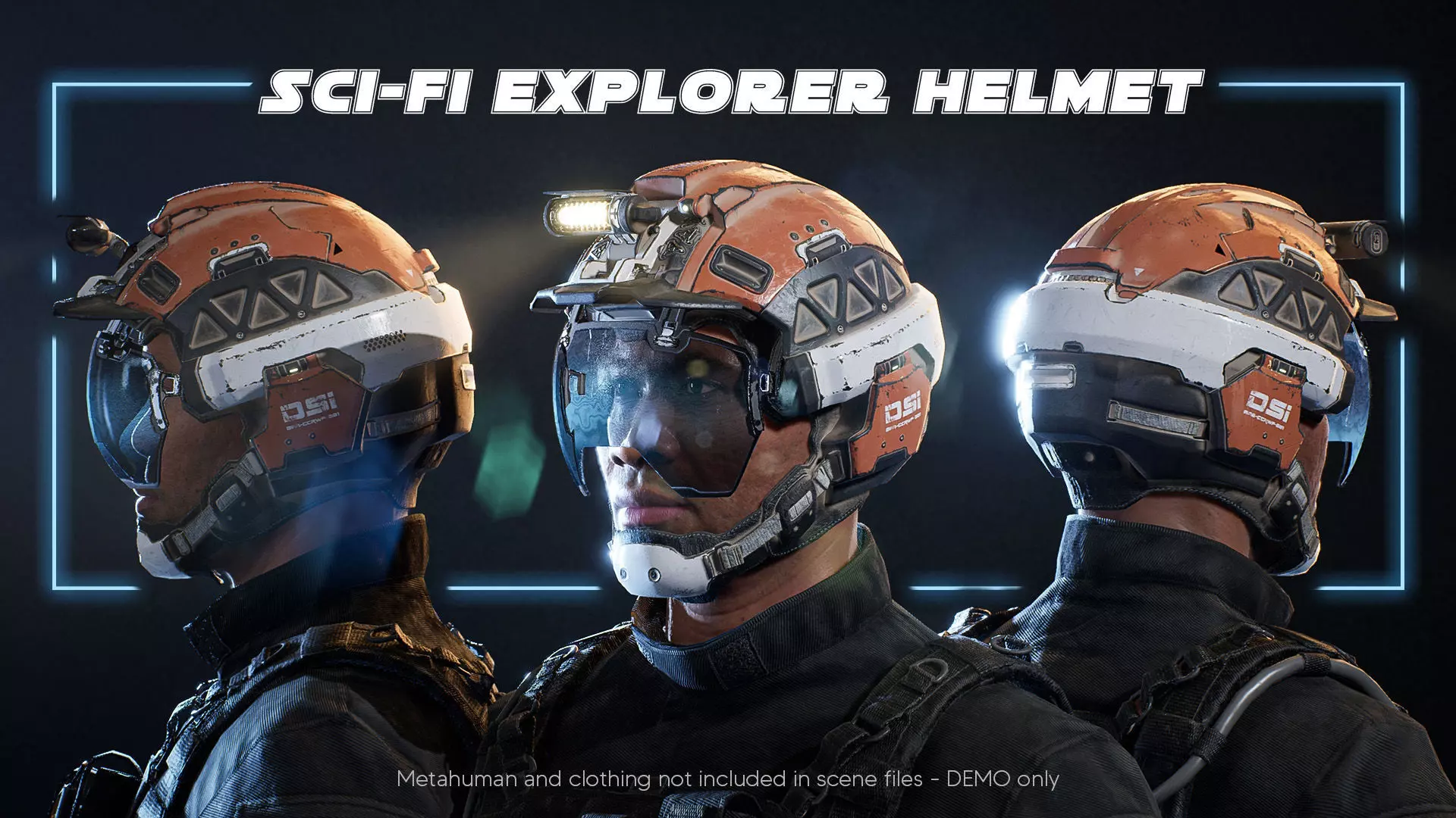 Sci-Fi Explorer Helmet - Customizable Game-Ready Low-poly 3D model_0