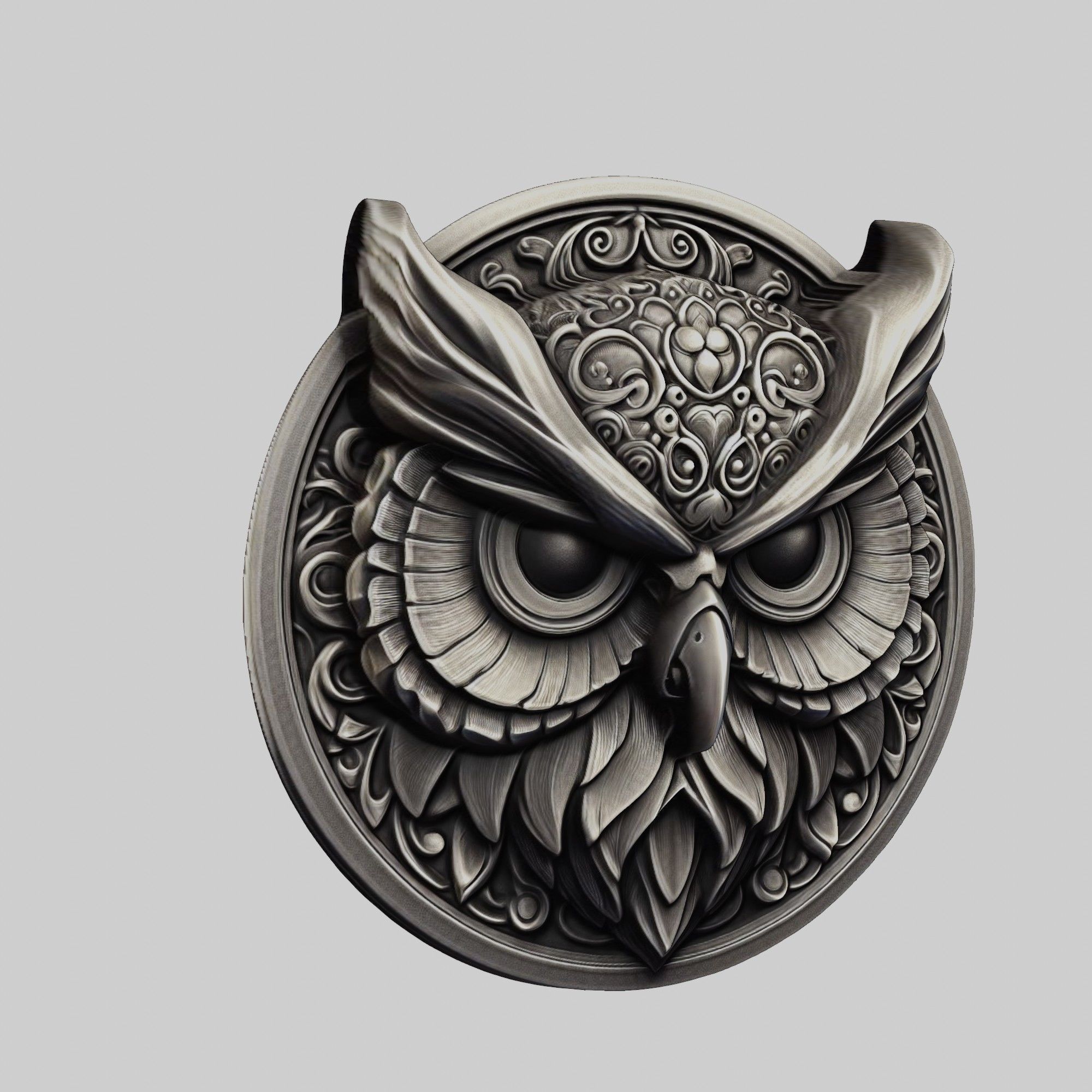 Owl Animal Head Owl Animal Medallion  3D print model_1