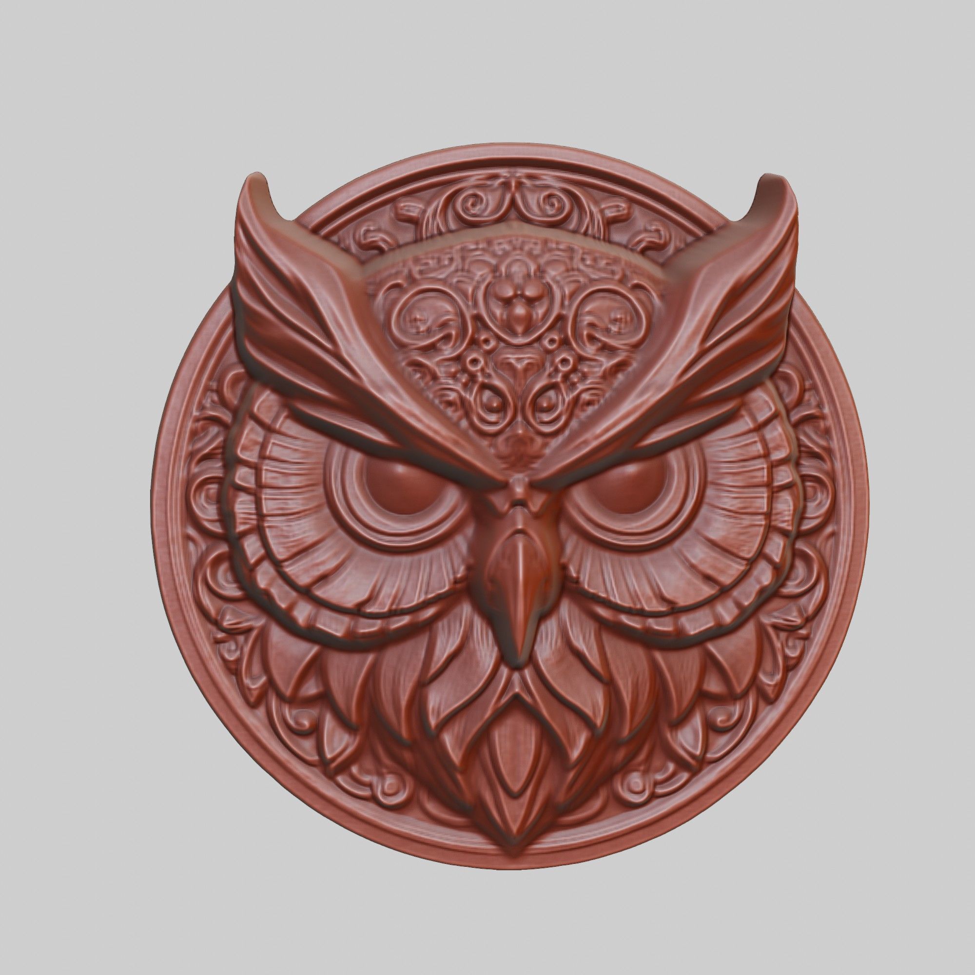 Owl Animal Head Owl Animal Medallion  3D print model_2