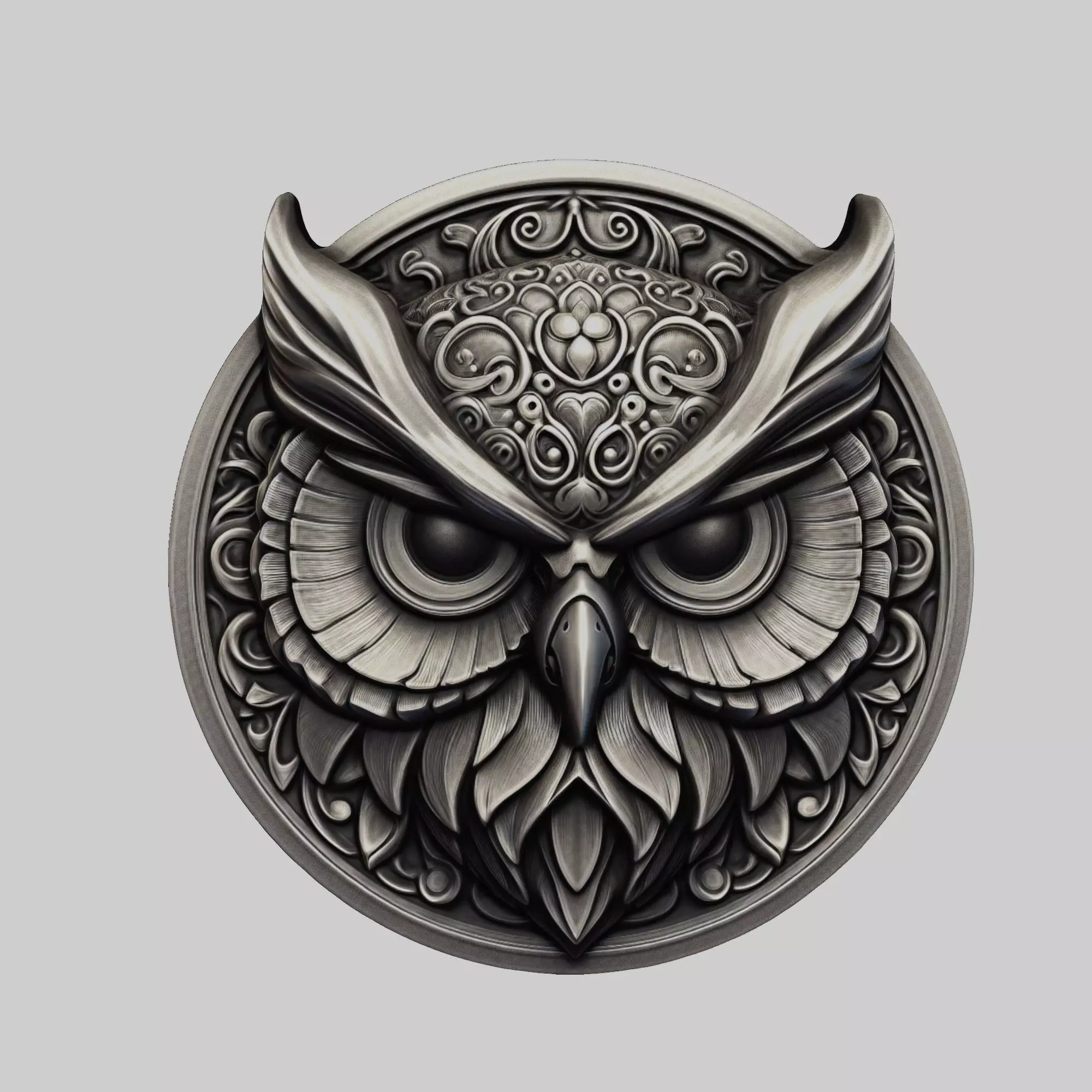 Owl Animal Head Owl Animal Medallion  3D print model_0