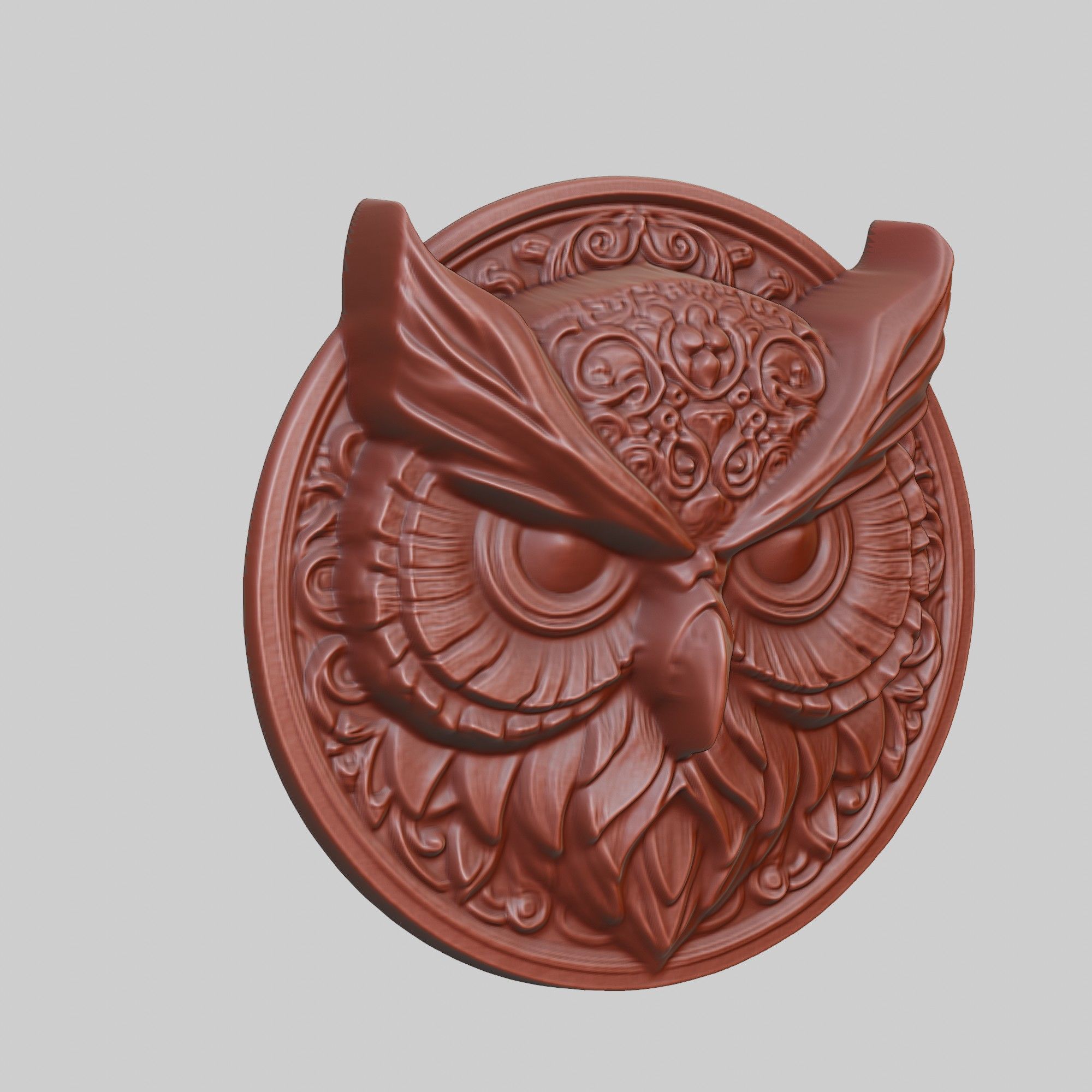 Owl Animal Head Owl Animal Medallion  3D print model_3