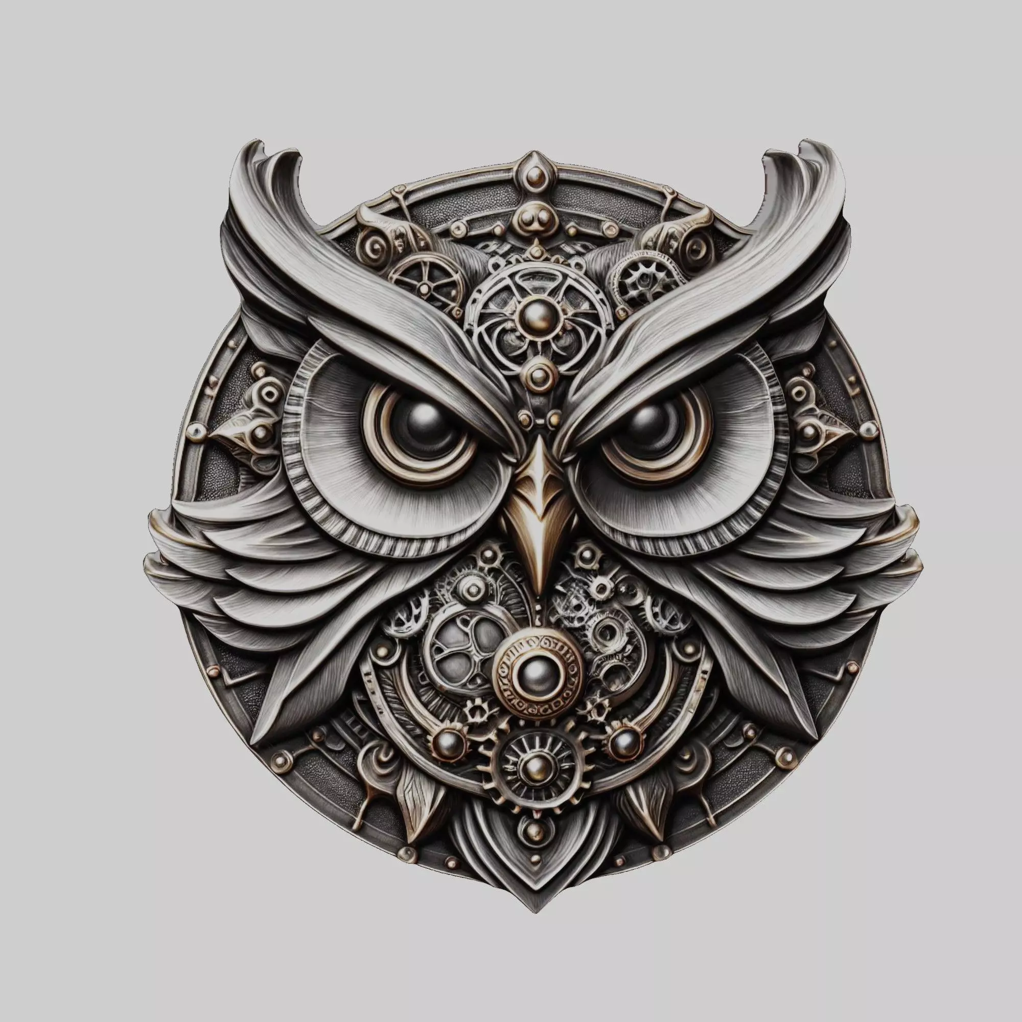 Owl Animal Head Owl Animal Medallion  3D print model_0
