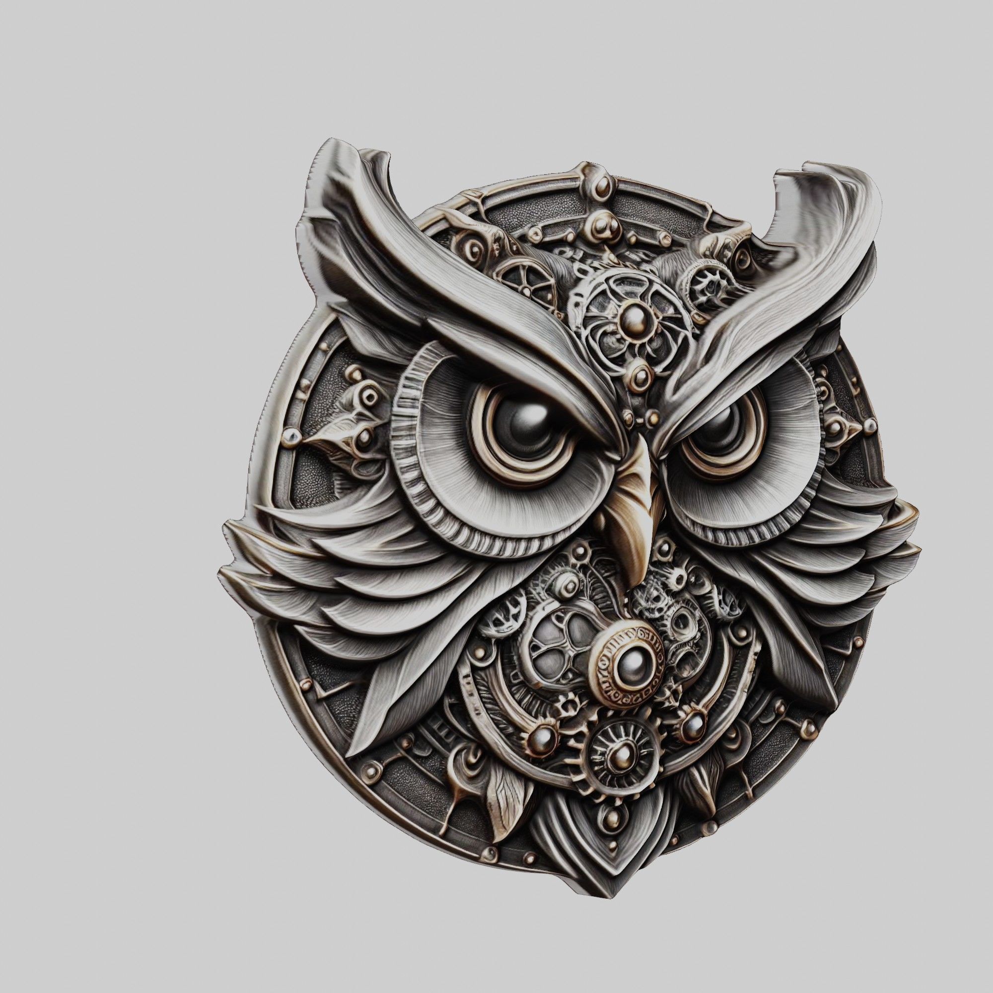 Owl Animal Head Owl Animal Medallion  3D print model_1