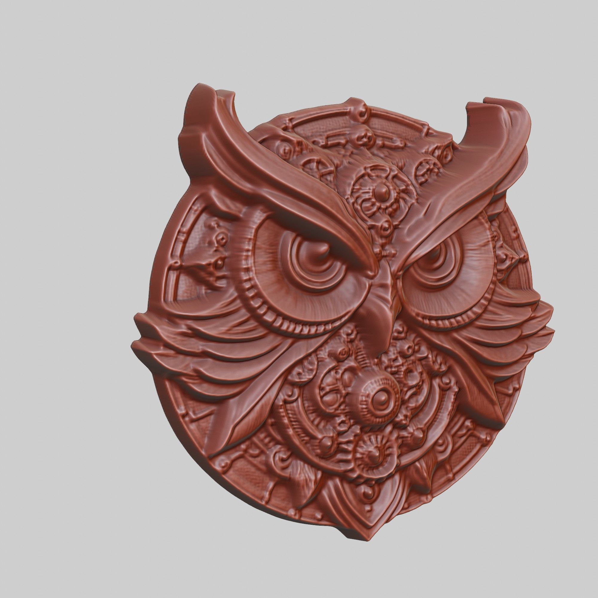 Owl Animal Head Owl Animal Medallion  3D print model_3