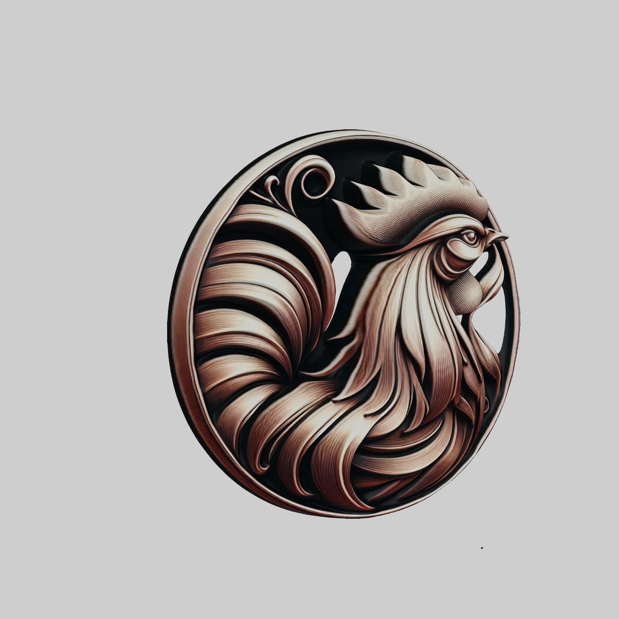 Rooster Animal Head Rooster Animal Medallion  3D print model_1