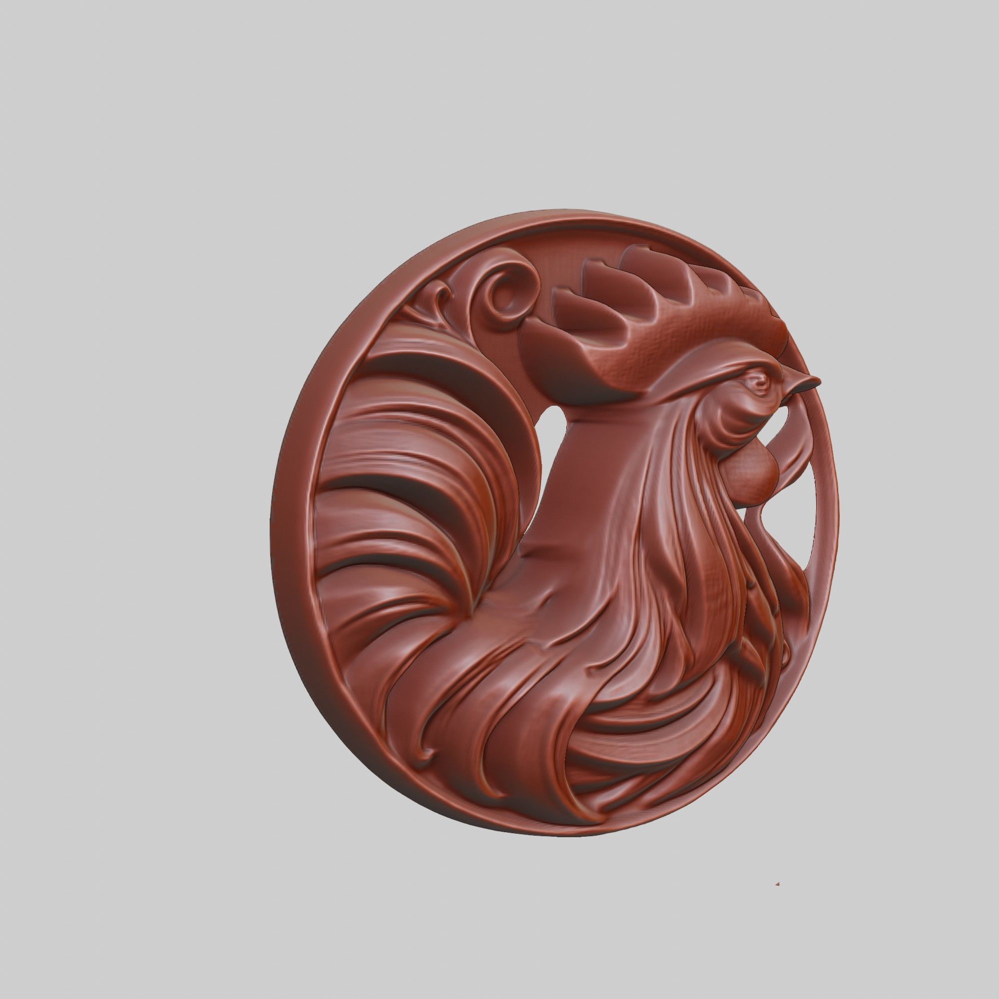 Rooster Animal Head Rooster Animal Medallion  3D print model_3