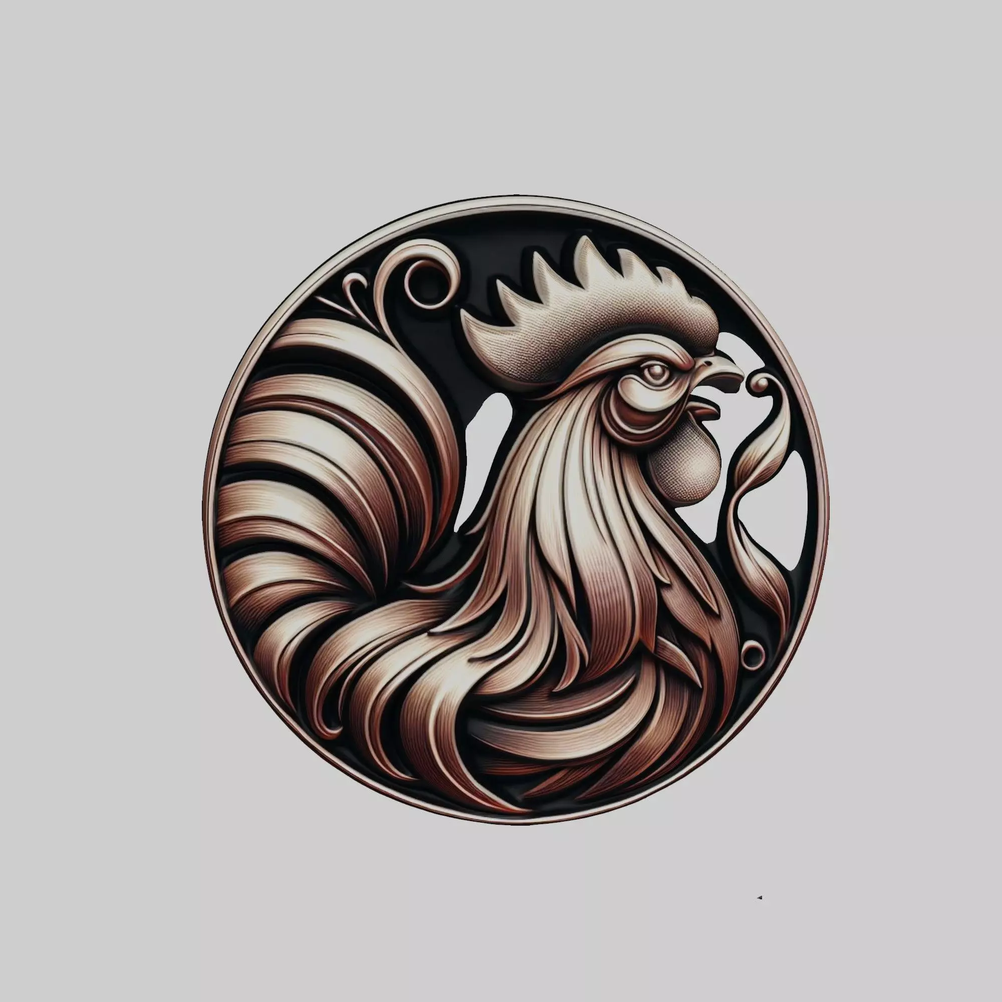 Rooster Animal Head Rooster Animal Medallion  3D print model_0