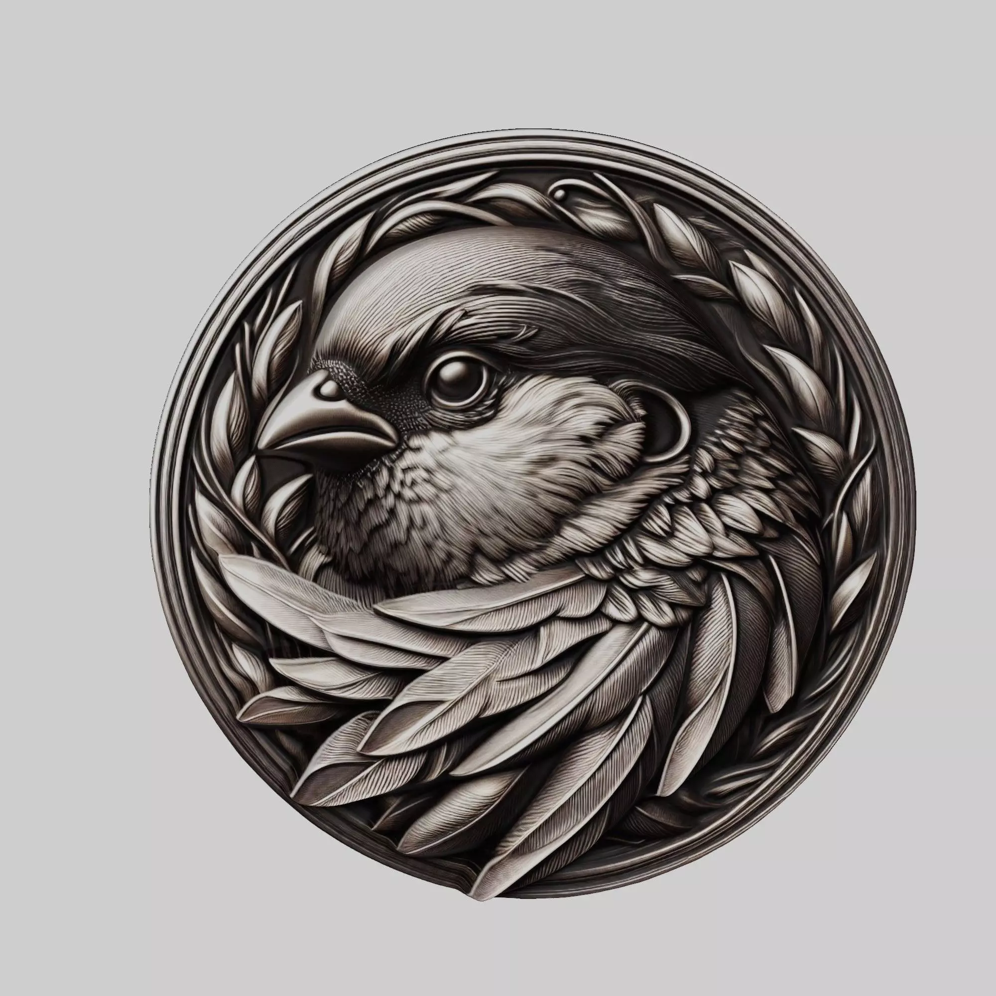 Sparrow Animal Head Sparrow Animal Medallion 3D print model