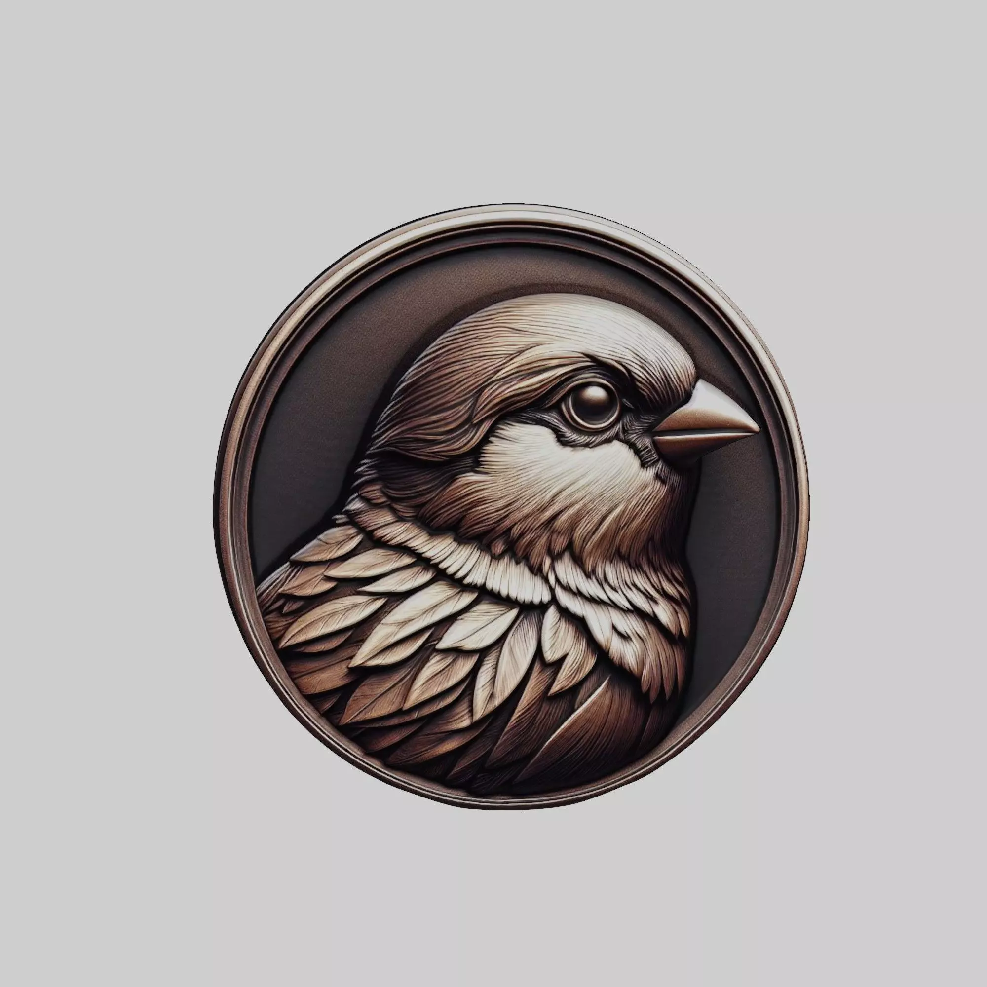 Sparrow Animal Head Sparrow Animal Medallion  3D print model_0