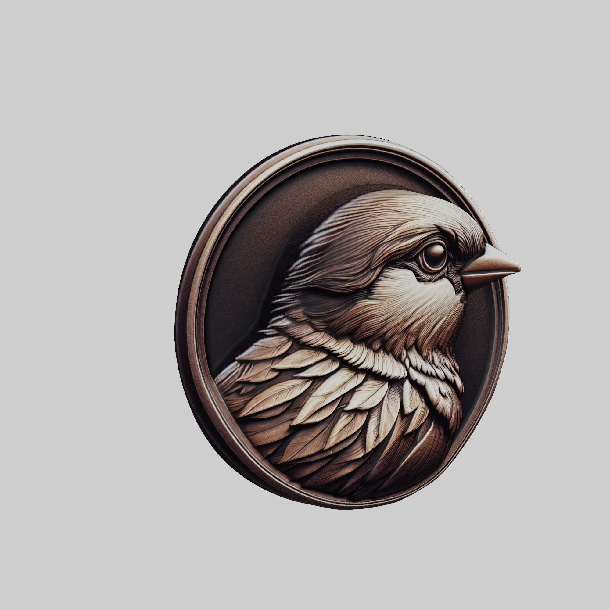 Sparrow Animal Head Sparrow Animal Medallion  3D print model_1