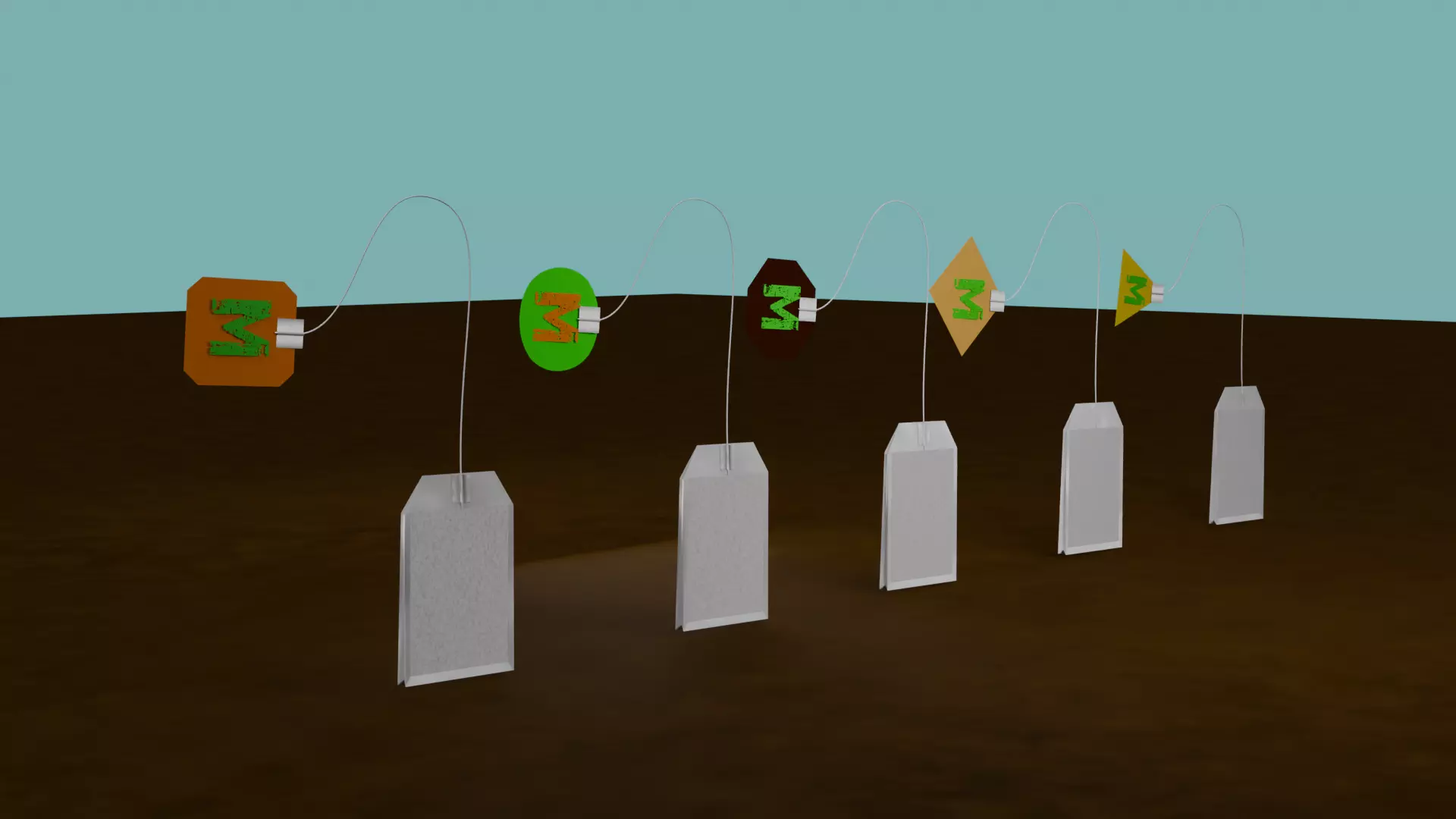 Tea bags set Free low-poly 3D model
