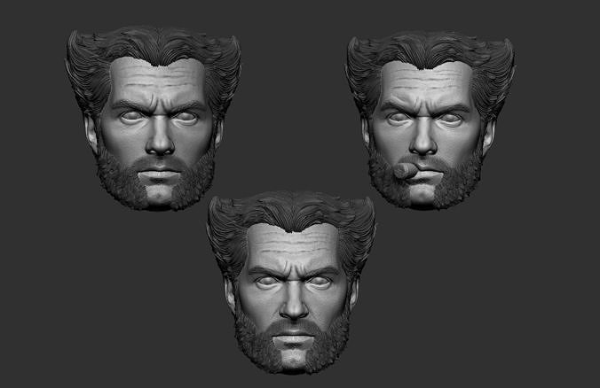 Henry Cavill Wolverine head three pack 3d printable 3D print model