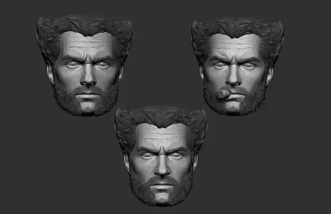 Henry Cavill Wolverine head three pack 3d printable