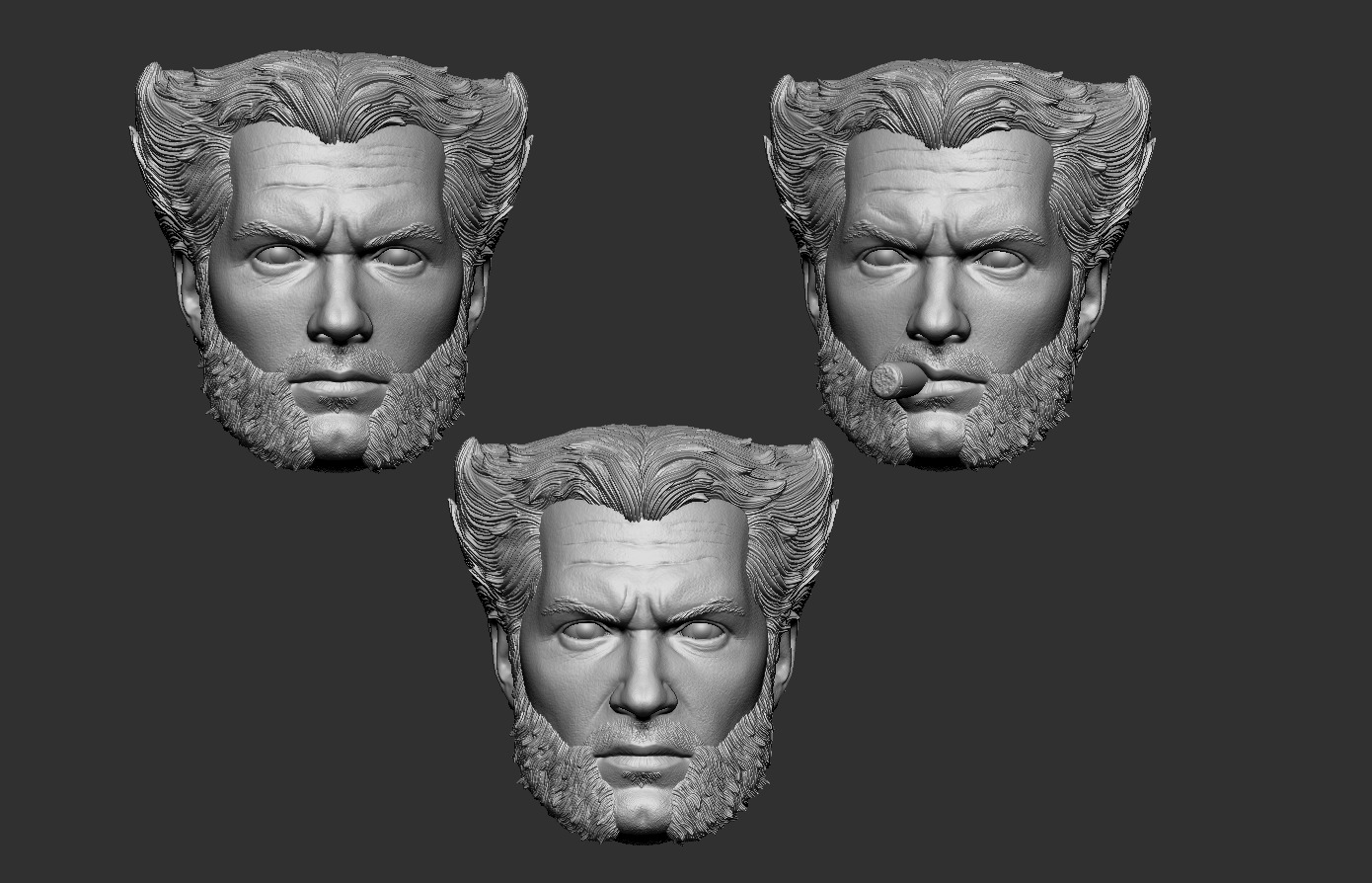 Henry Cavill Wolverine head three pack 3d printable 3D print model_1