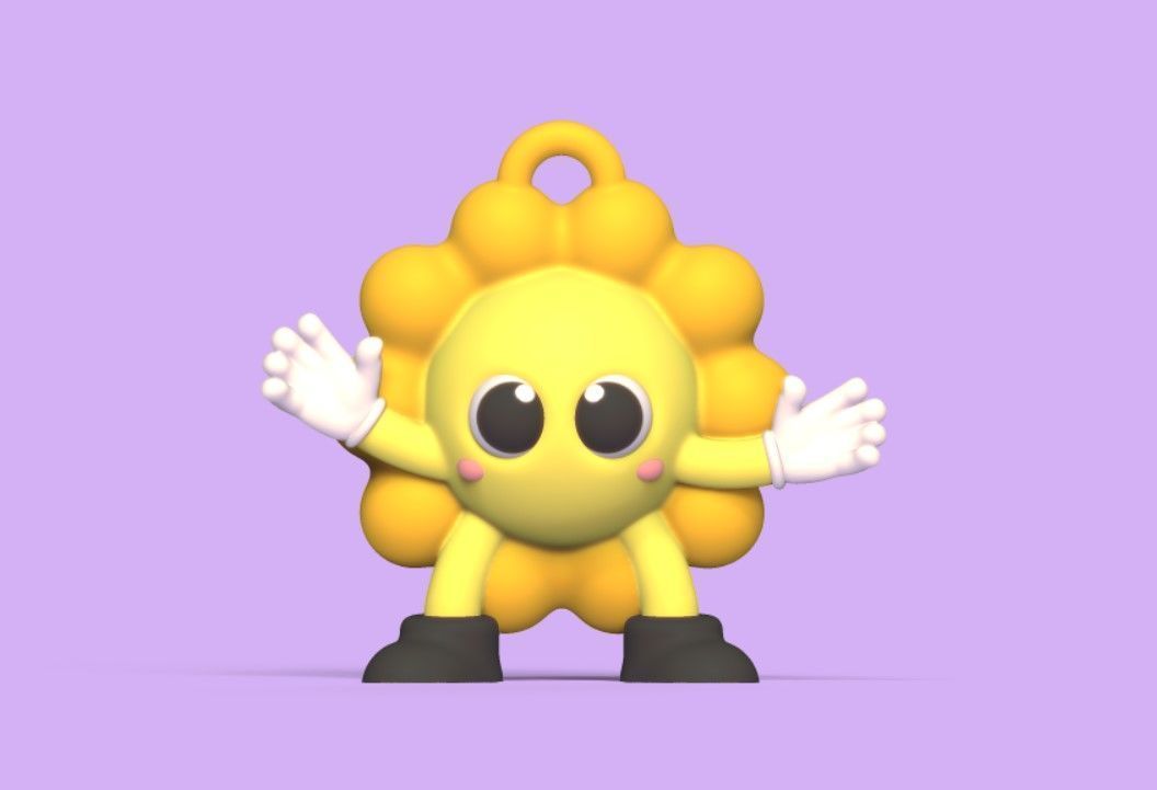 Sun Keychain 3D print model_1