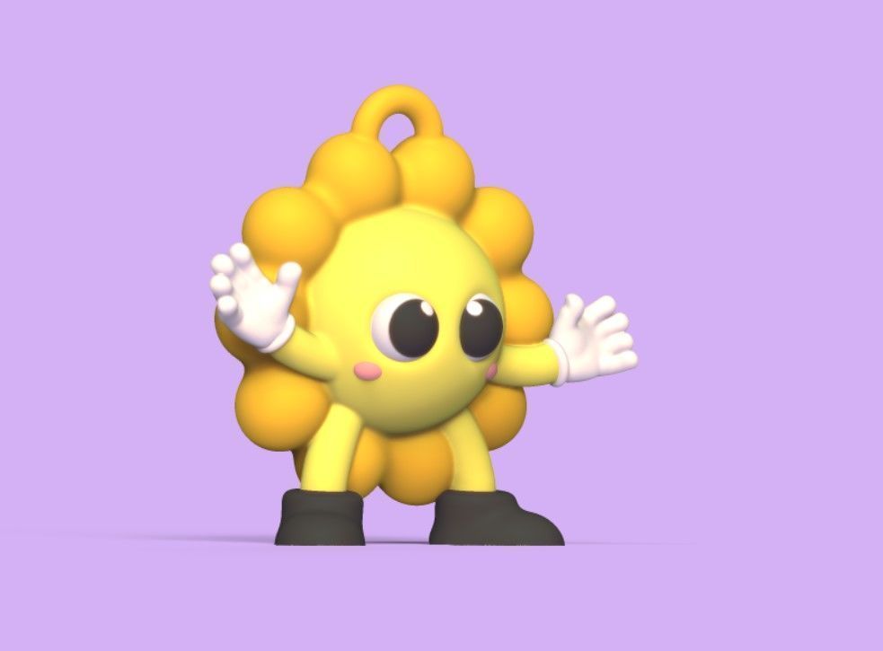 Sun Keychain 3D print model_2