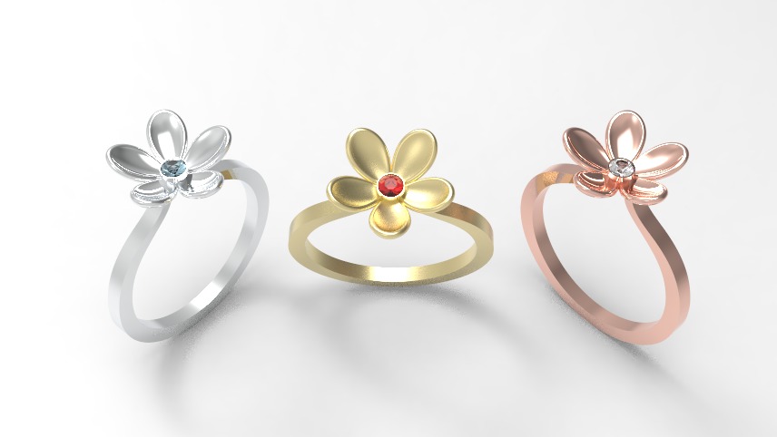 Flower Engagement Women Ring 3dm stl 3D print model 3D print model_20