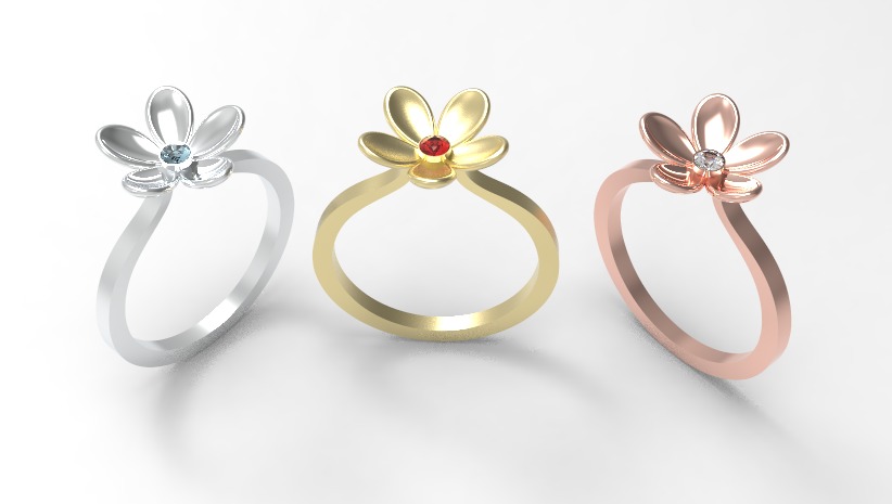 Flower Engagement Women Ring 3dm stl 3D print model 3D print model_2