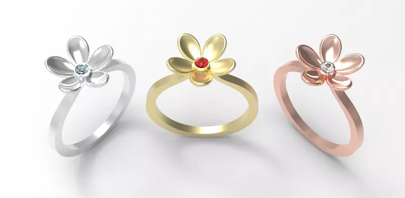 Flower Engagement Women Ring 3dm stl 3D print model 3D print model_0