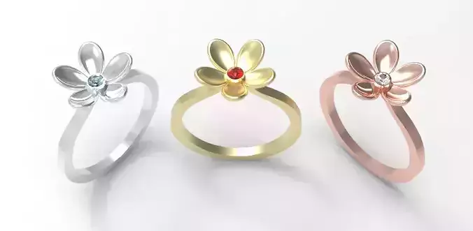 Flower Engagement Women Ring 3dm stl 3D print model 3D print model