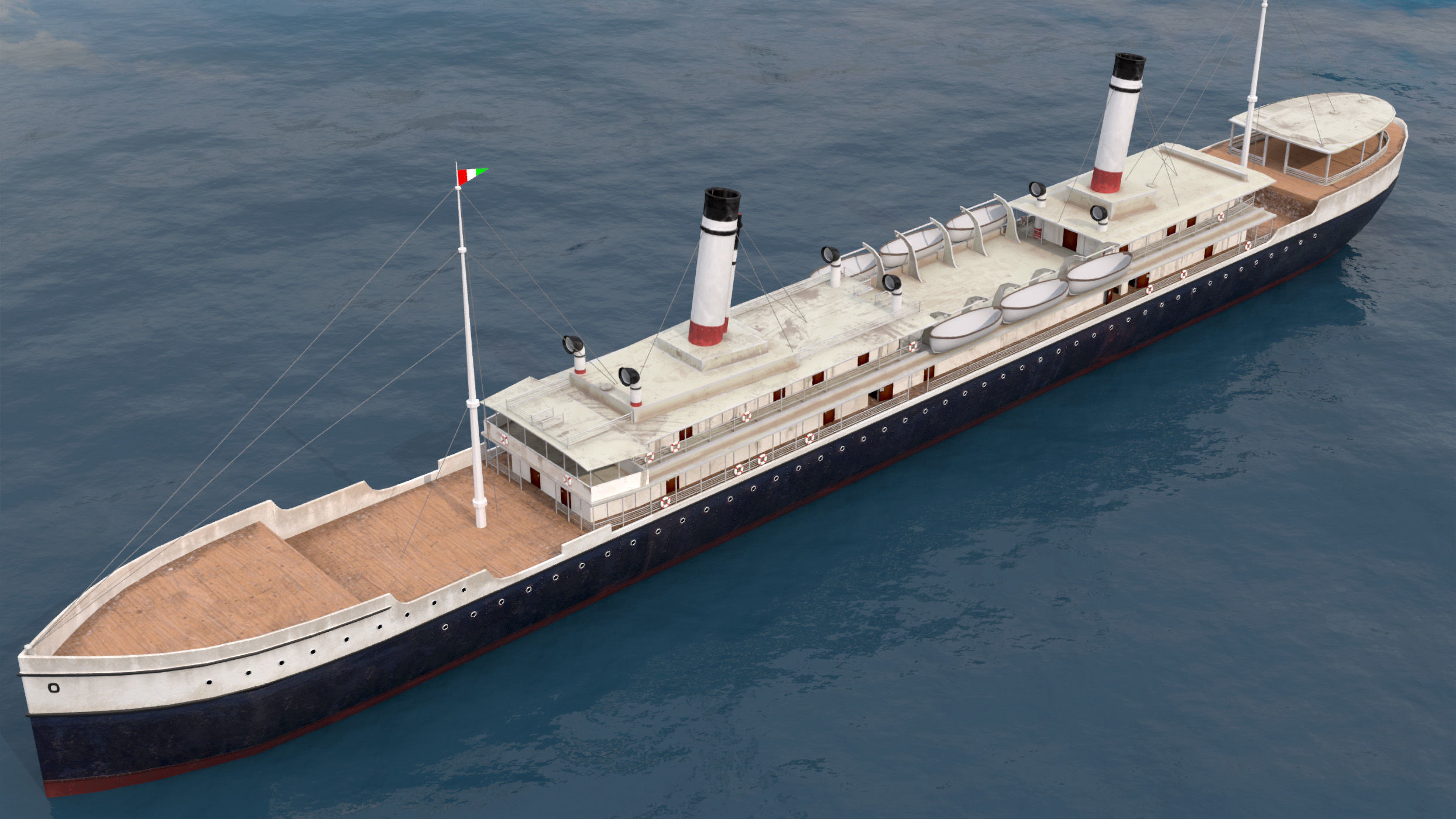 Steamship Low-poly 3D model_6
