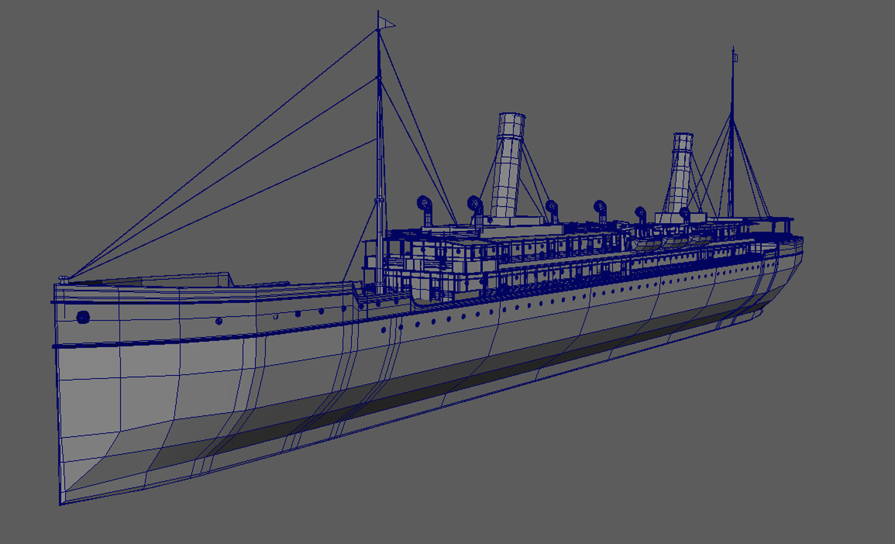 Steamship Low-poly 3D model_11