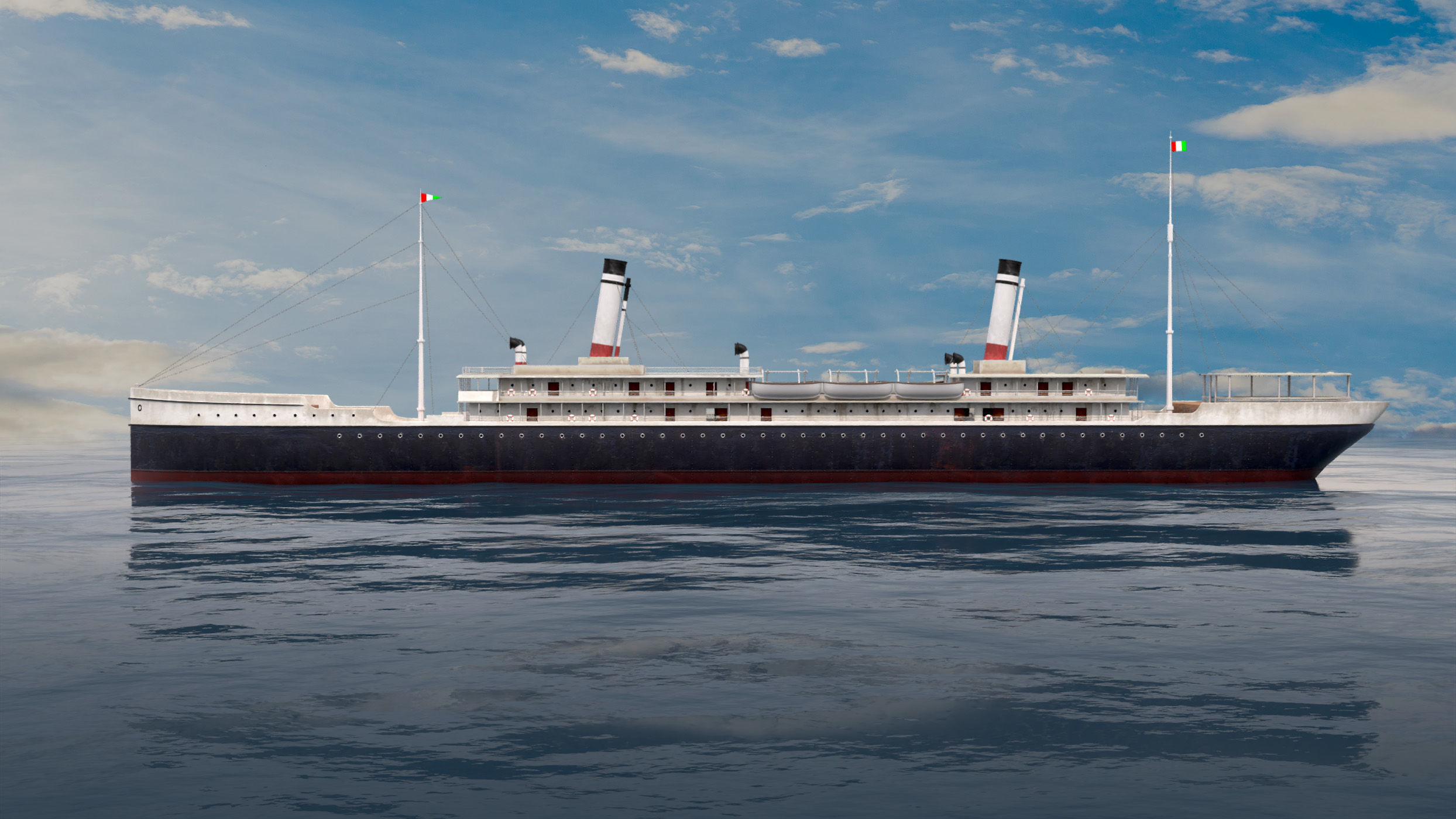 Steamship Low-poly 3D model_2