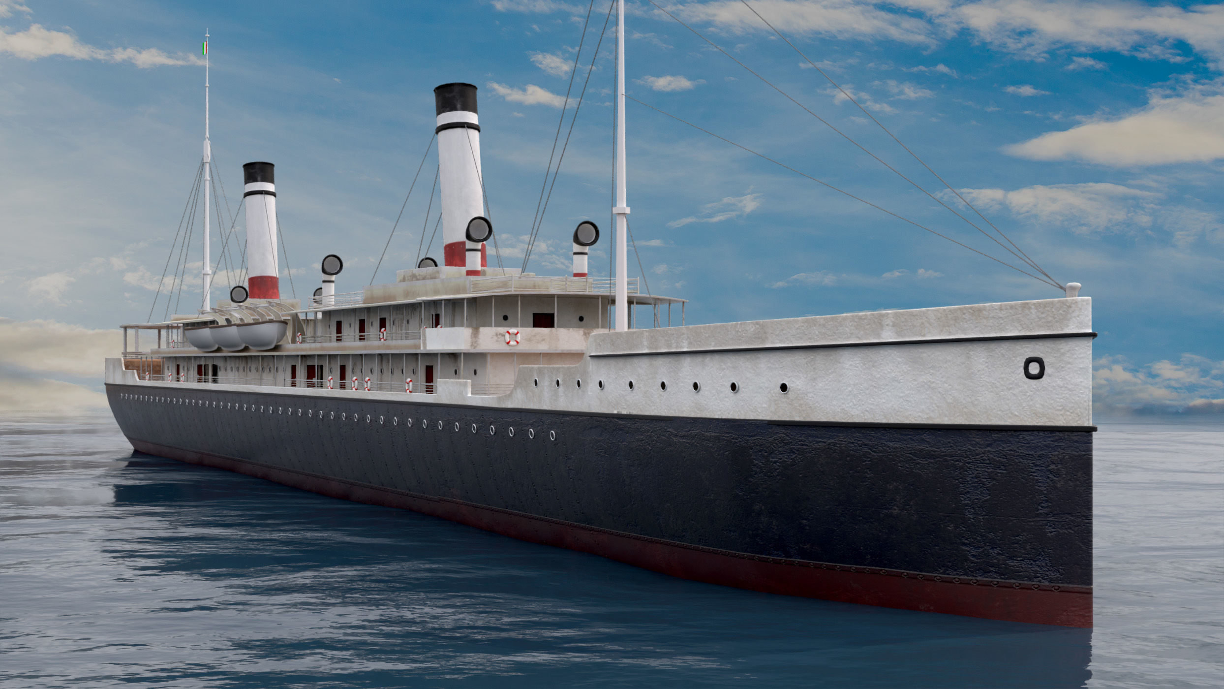 Steamship Low-poly 3D model_3
