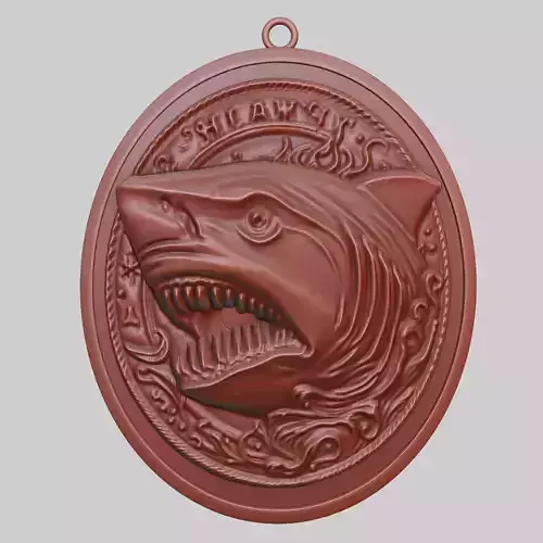 Shark Animal Pendant Shark Animal Medallion 
