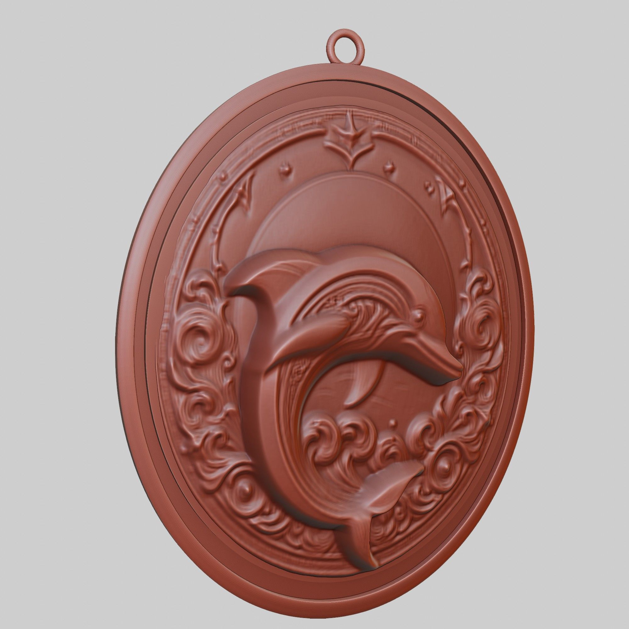 Dolphin Animal Pendant Dolphin Animal Medallion  3D print model_1