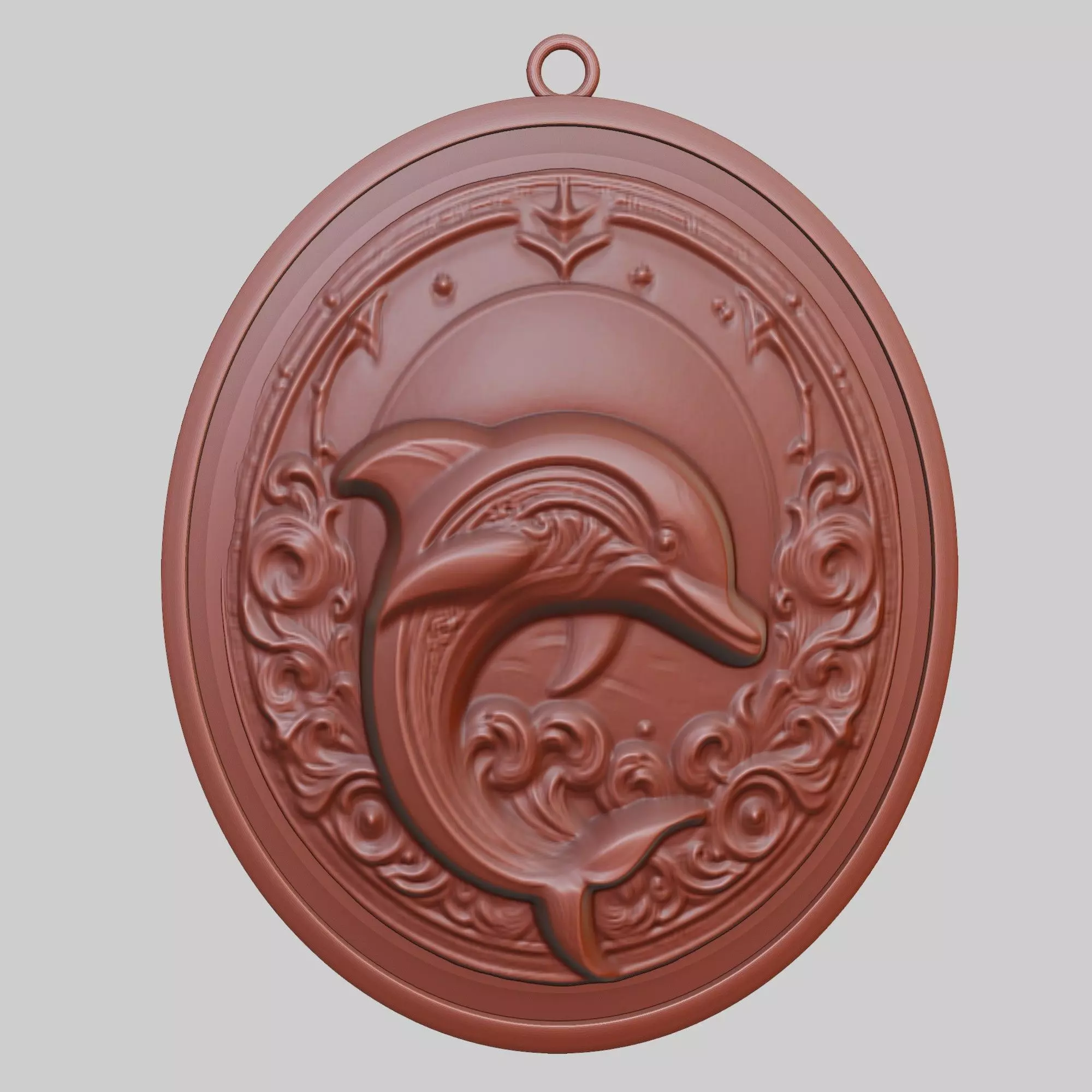 Dolphin Animal Pendant Dolphin Animal Medallion  3D print model_0