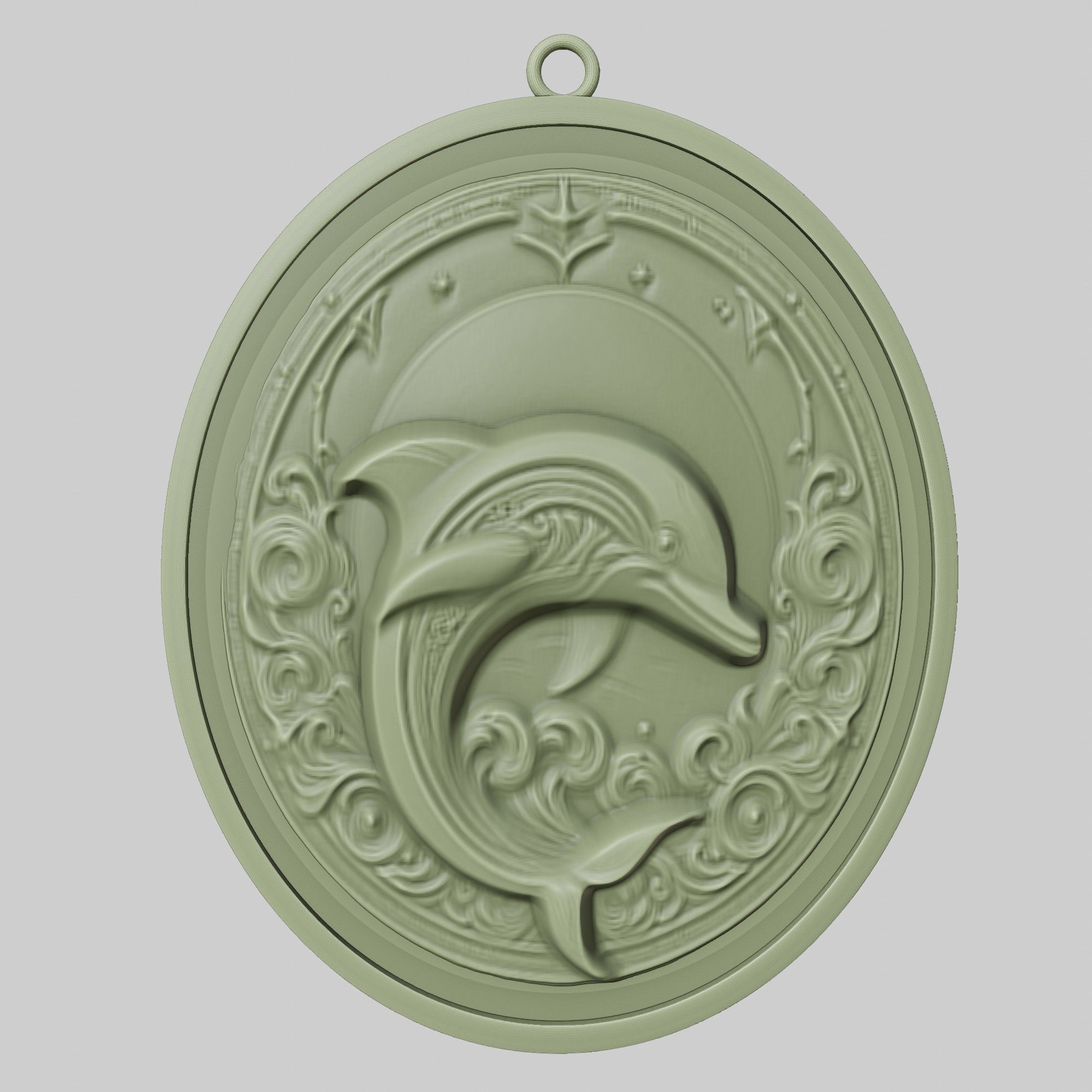 Dolphin Animal Pendant Dolphin Animal Medallion  3D print model_2