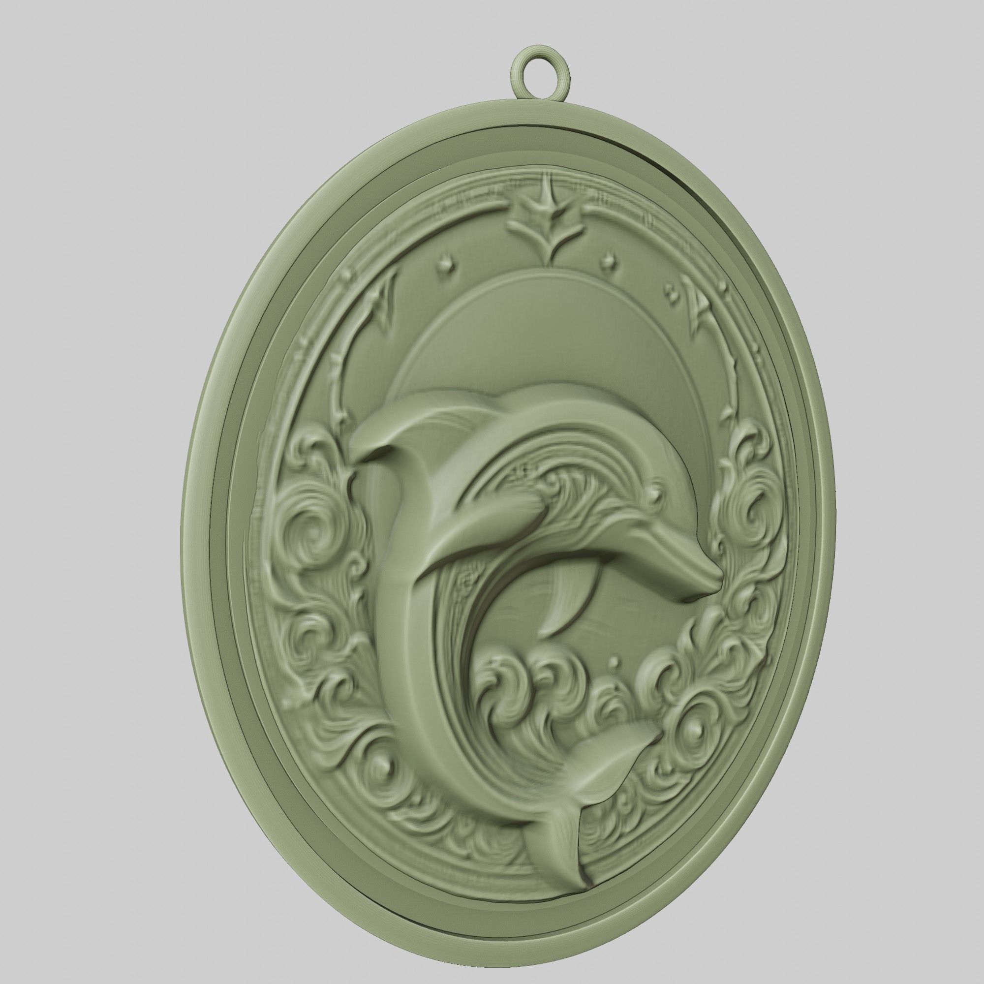 Dolphin Animal Pendant Dolphin Animal Medallion  3D print model_3