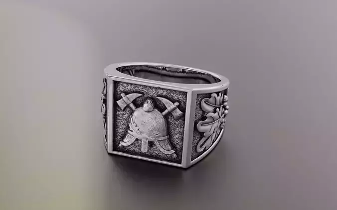 VIKING HELMET SIGNET RING 3D PRINT MODEL