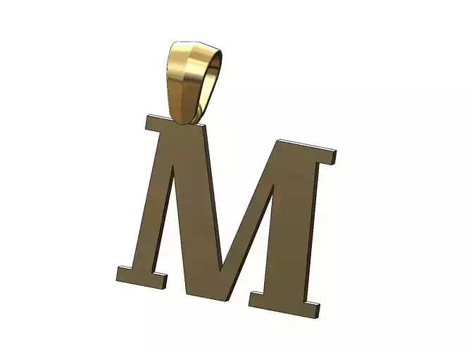 M initial letter pendant charm with bail