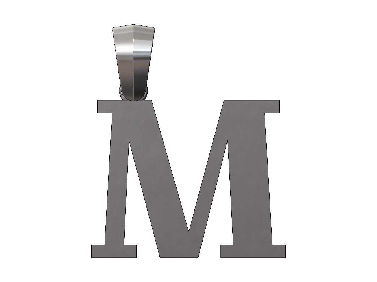 M initial letter pendant charm with bail 3D print model_12